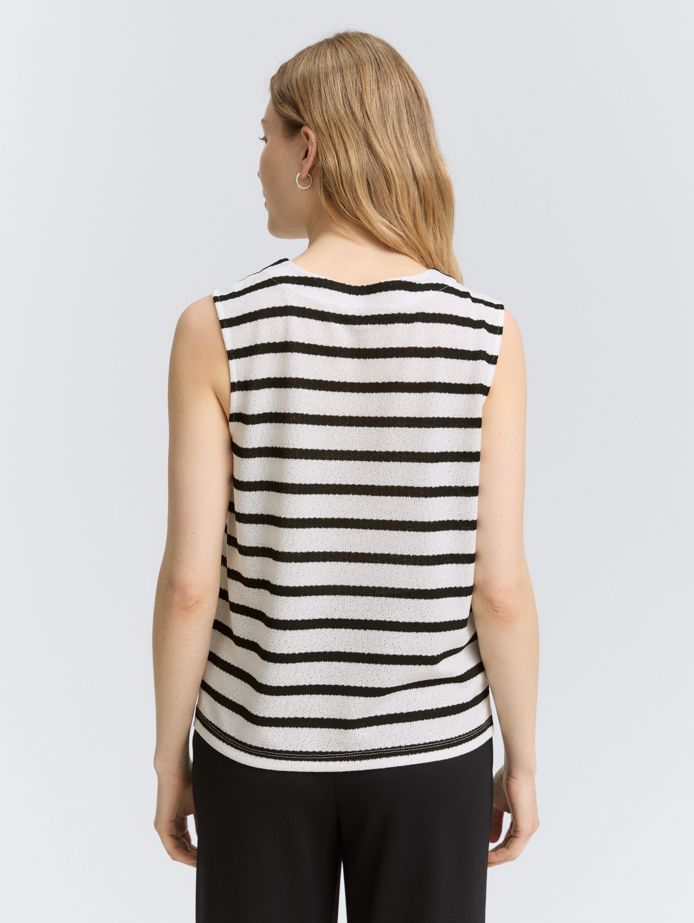 Stricktop mit Rundhalsausschnitt - black_off_white_stripe - 