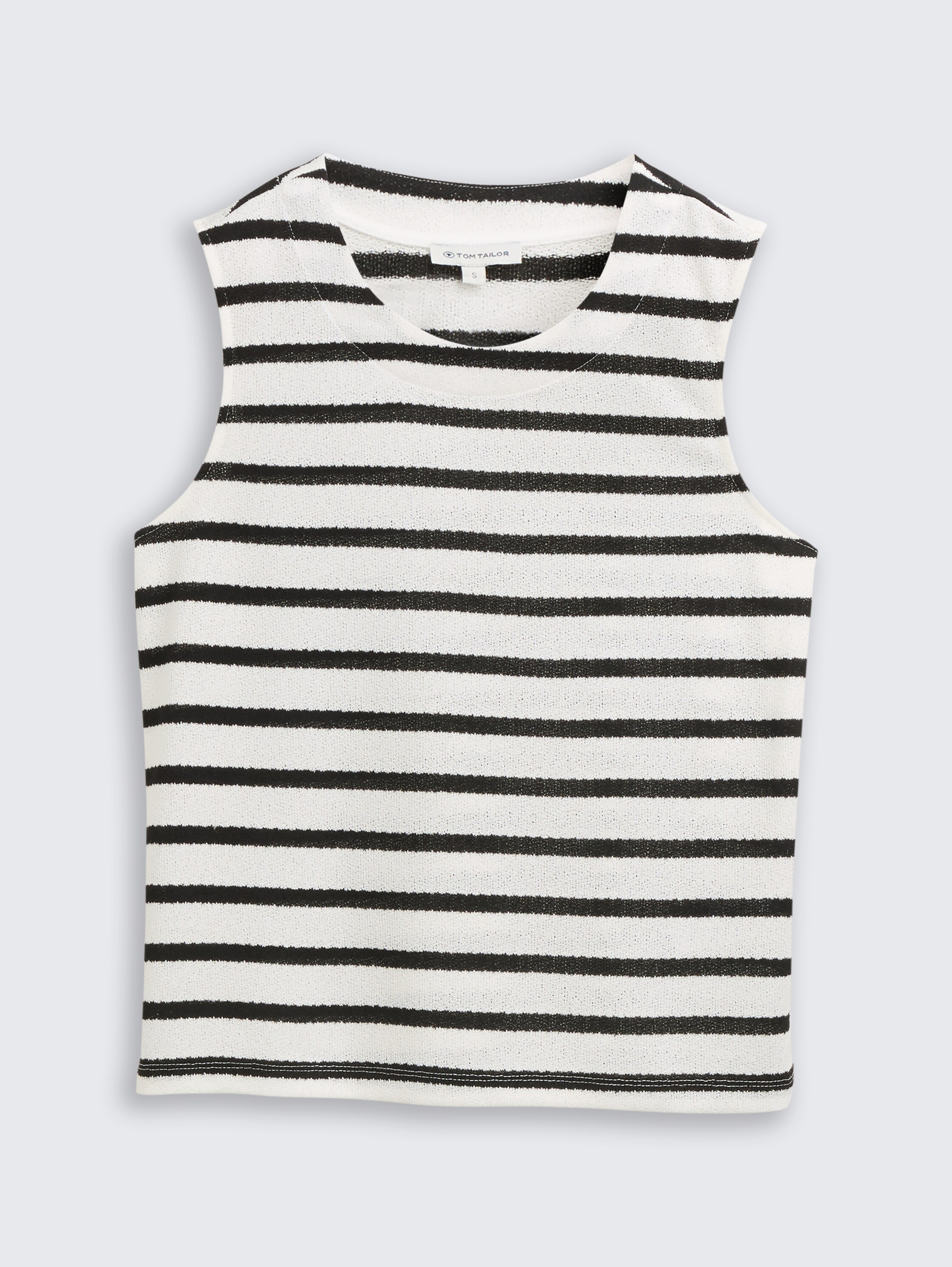 Stricktop mit Rundhalsausschnitt - black_off_white_stripe - 