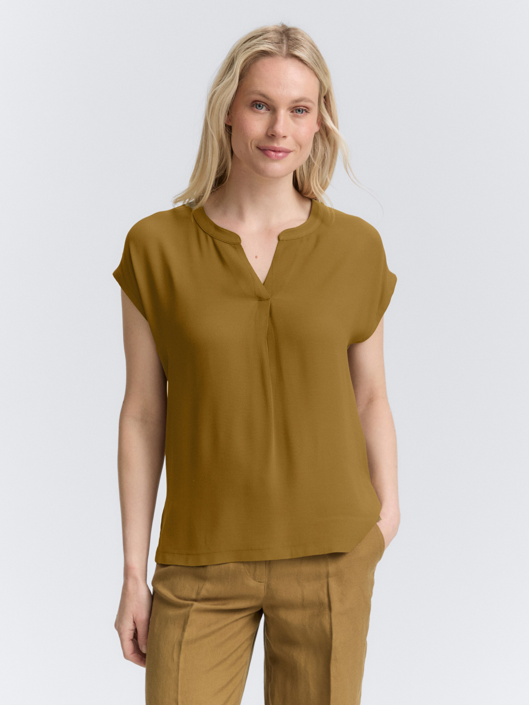 Blusenshirt im Material-Mix - nutria_olive - 