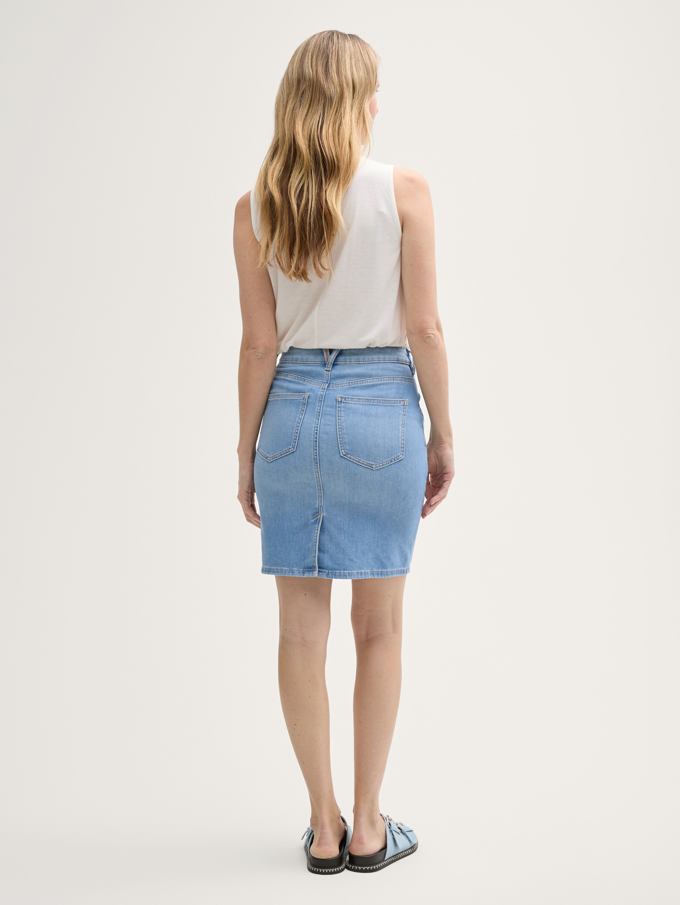 Denim rok met stretch - clean_light_stone_blue_denim - 