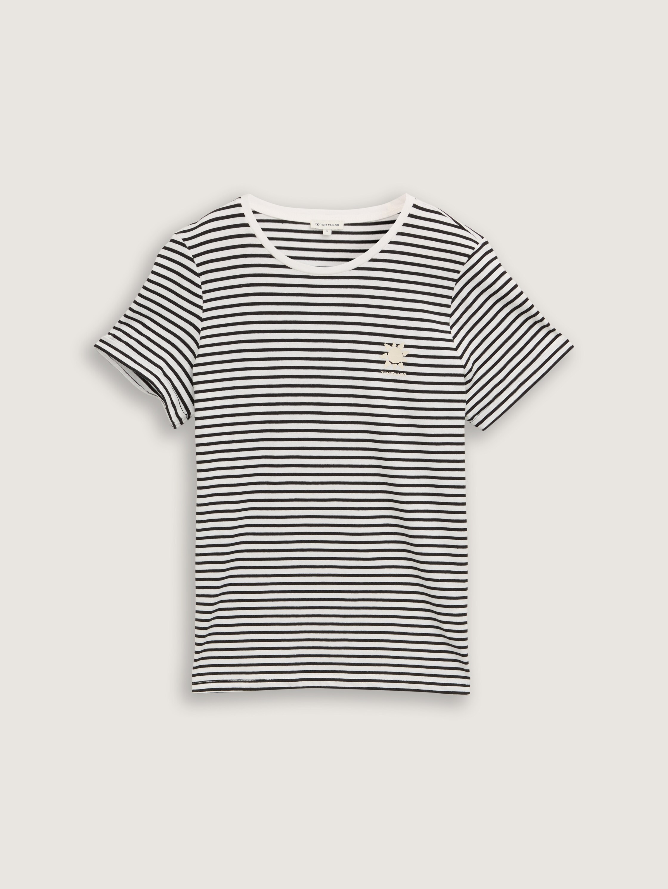 T-Shirt mit Streifenmuster - black_white_irregular_stripe - 