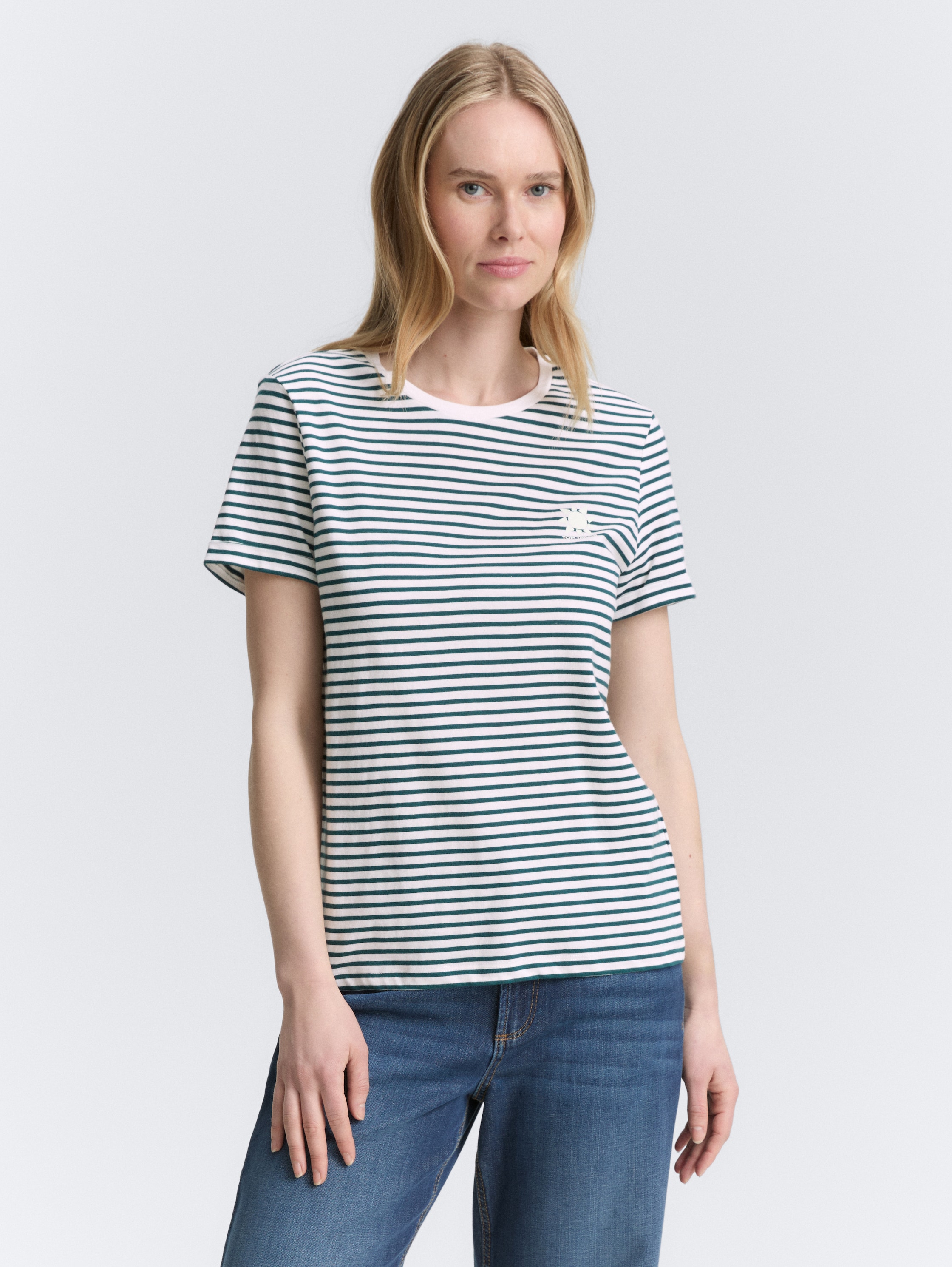 T-shirt met streeppatroon - green_white_irregular_stripe - 