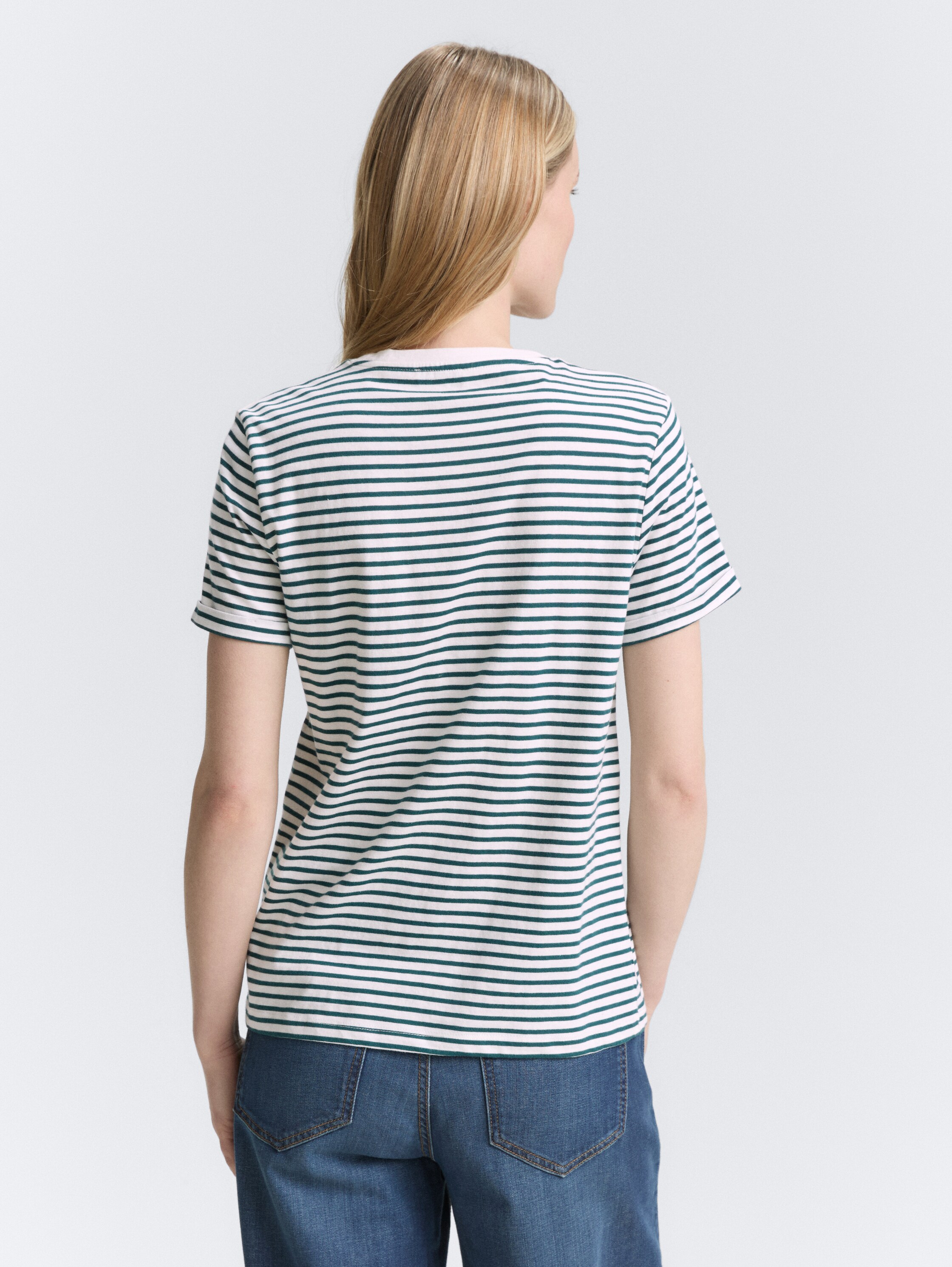 T-shirt met streeppatroon - green_white_irregular_stripe - 