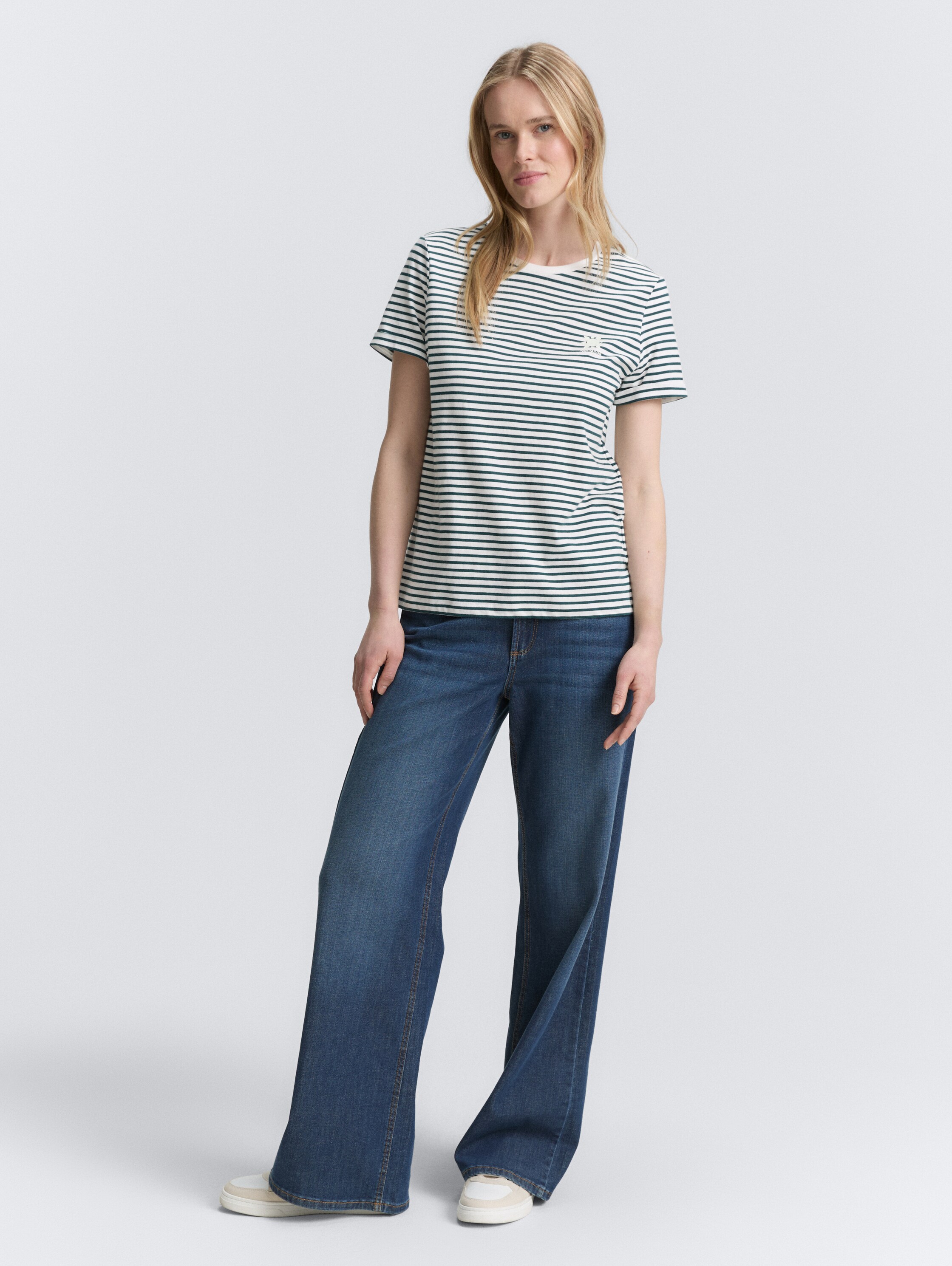 T-shirt met streeppatroon - green_white_irregular_stripe - 