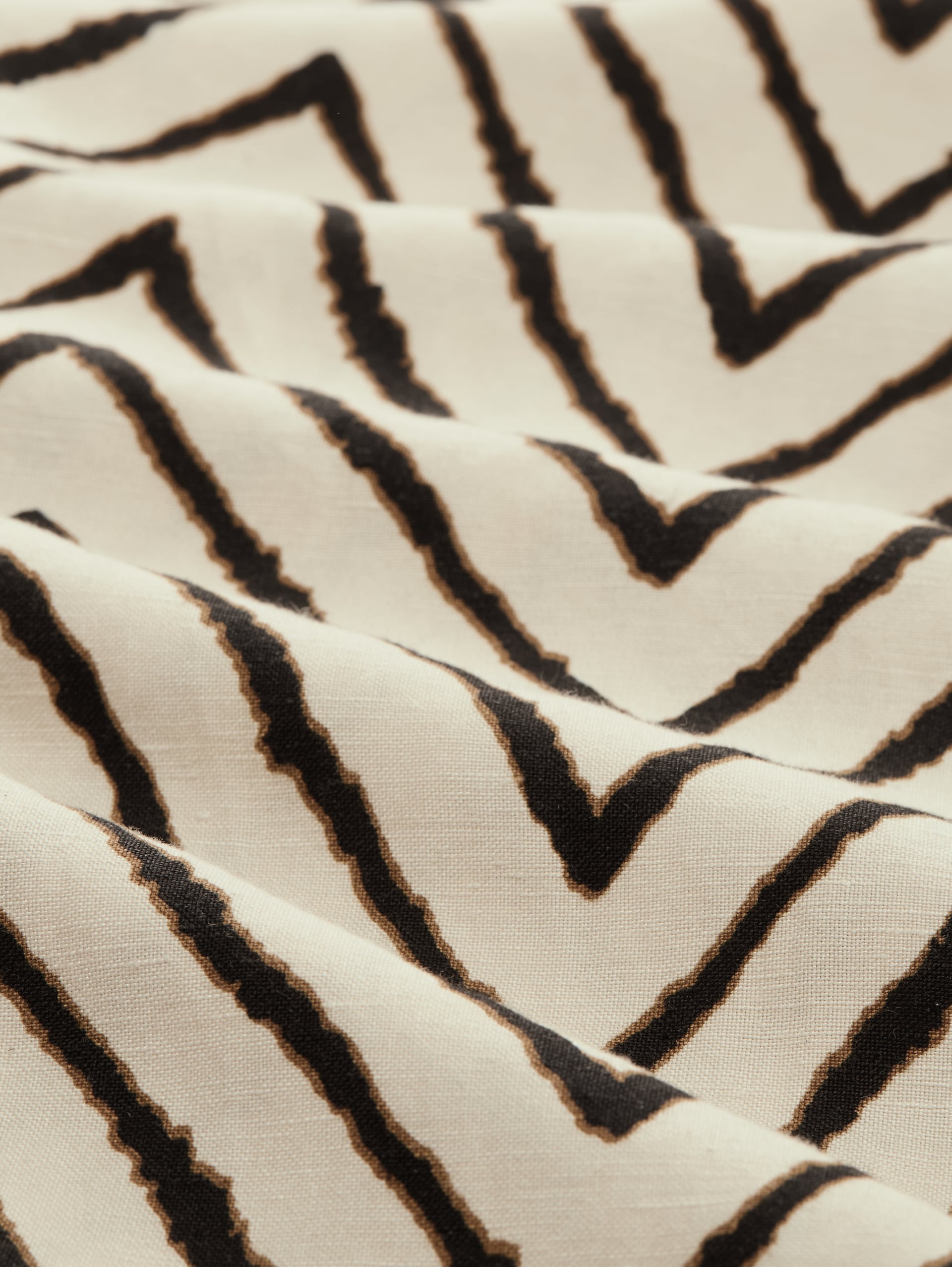 Midi-rok met hoge taille en linnen inhoud - natural zig zag design - Materiaalweergave
