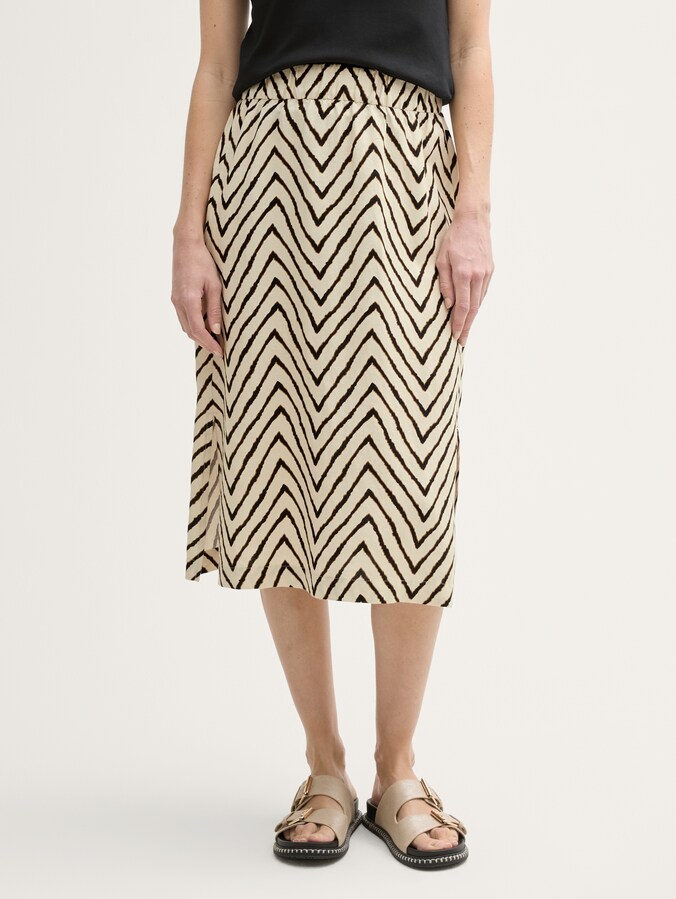 Midi-rok met hoge taille en linnen inhoud door Women, natural zig zag design