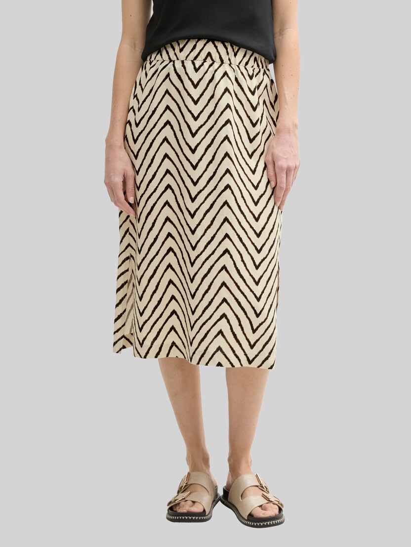 Midi-rok met hoge taille en linnen inhoud door Women, natural zig zag design