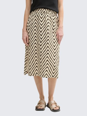 High Waist Midi-Rock mit Leinenanteil von Women, natural zig zag design