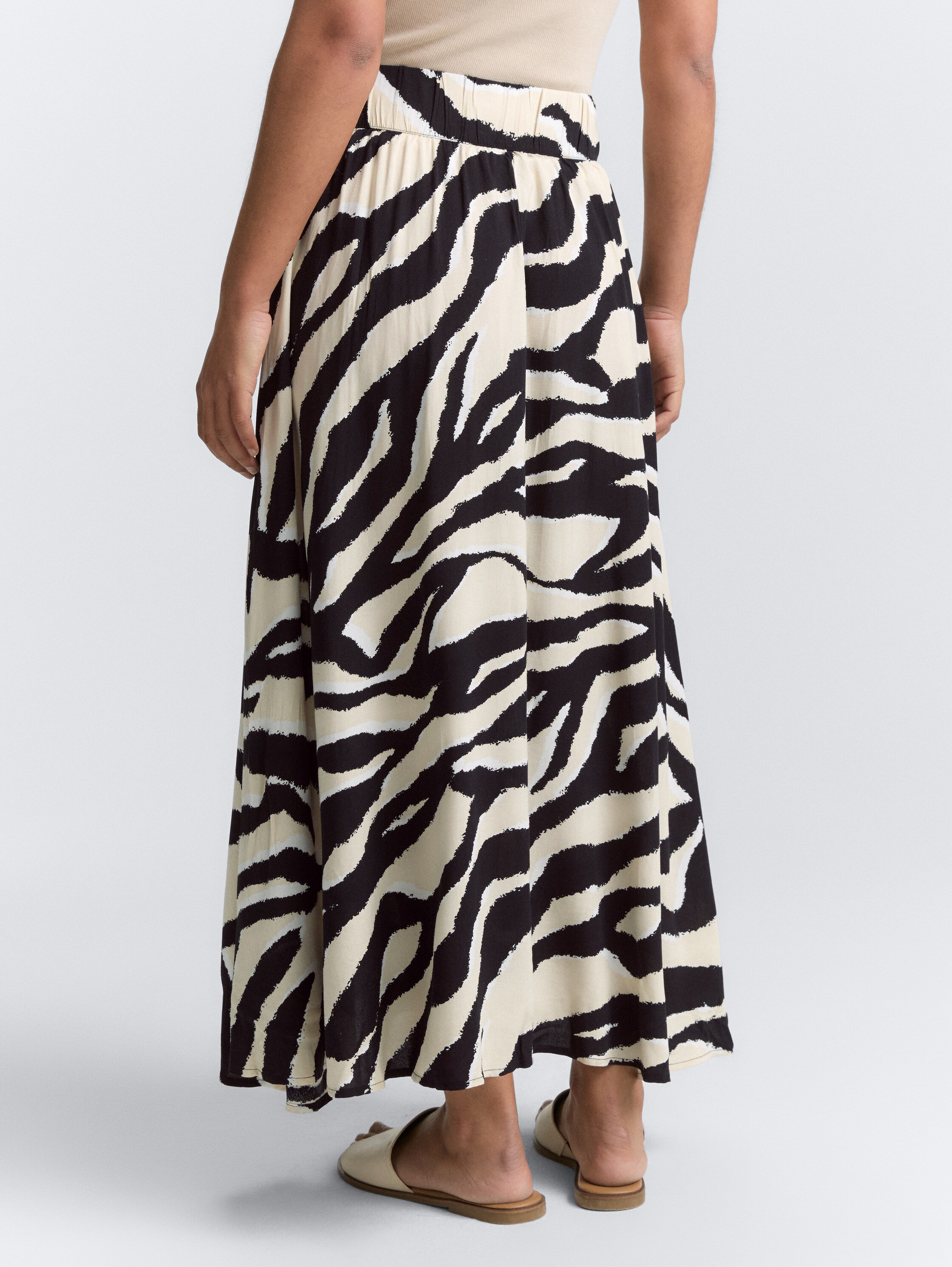High Waist Midi-Rock aus Viskose - abstract_beige_zebra - 