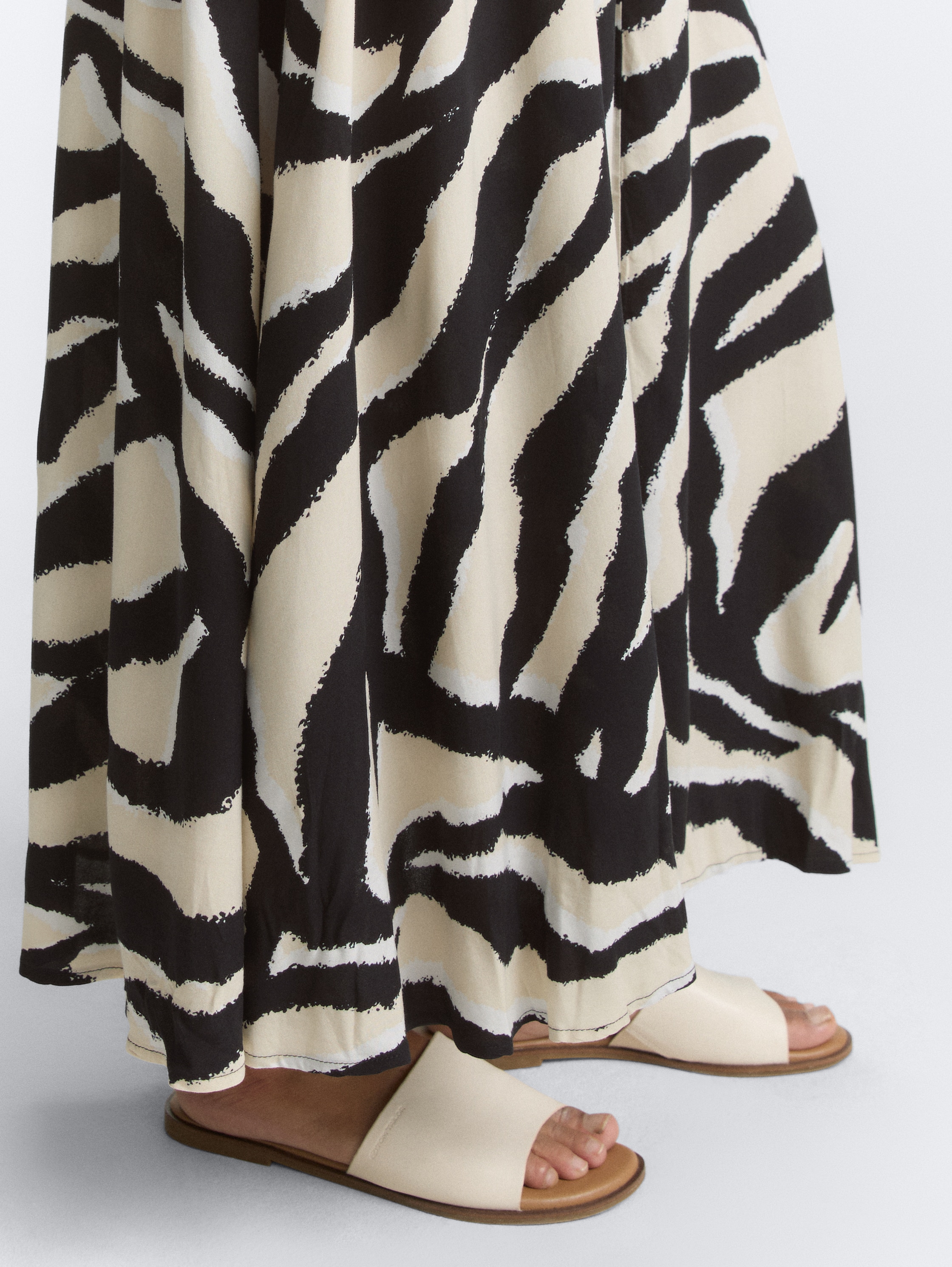 High Waist Midi-Rock aus Viskose - abstract_beige_zebra - 