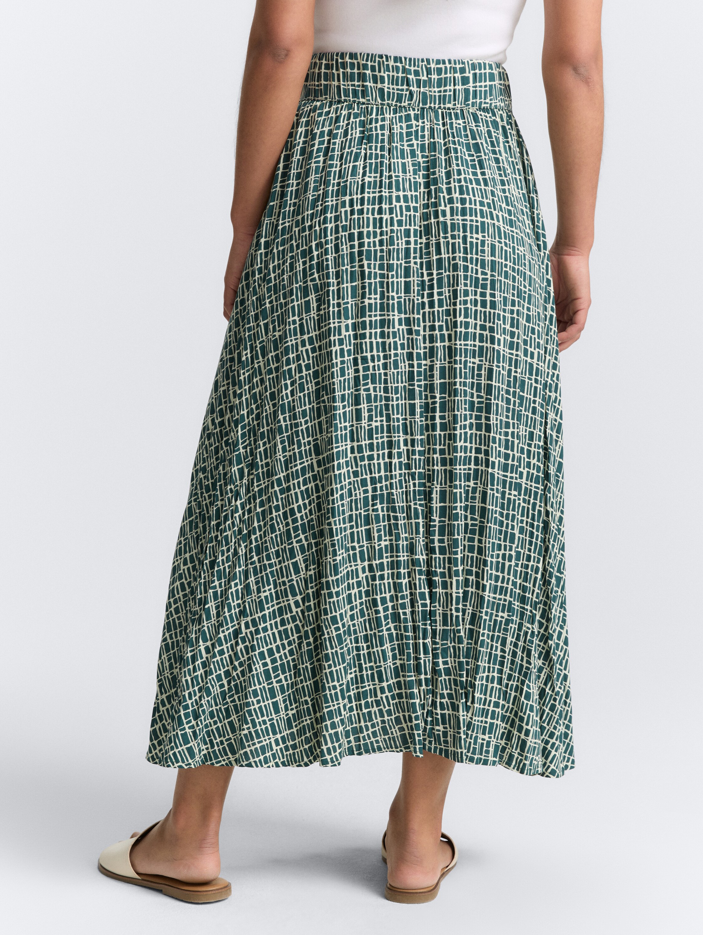High Waist Midi-Rock aus Viskose - abstract_tel_green_grid_design - 