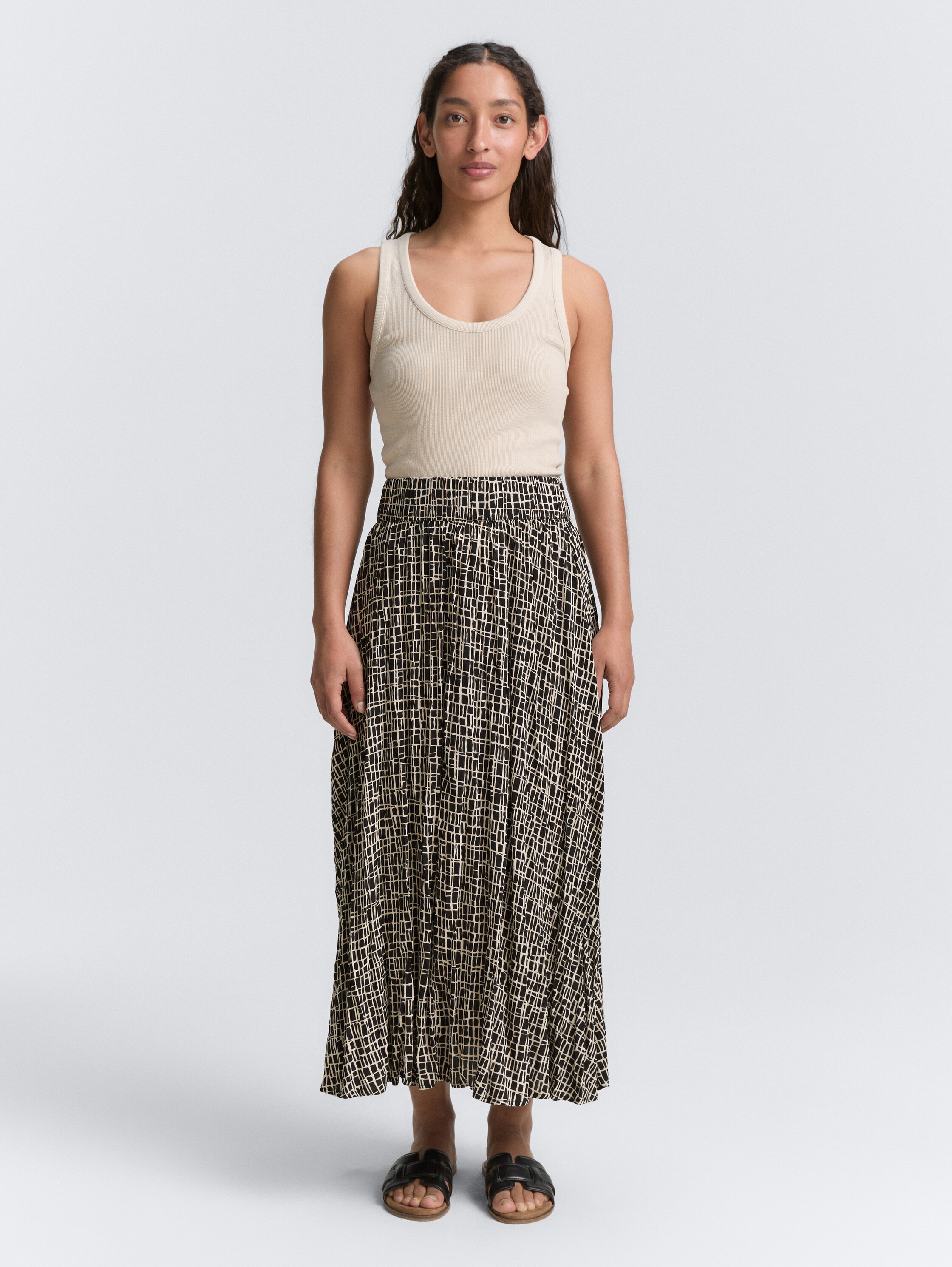 High Waist Midi-Rock aus Viskose - 1