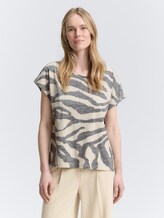 T-shirt avec impression inside-out - inside printed beige zebra - Découpe Vue de face du modèle