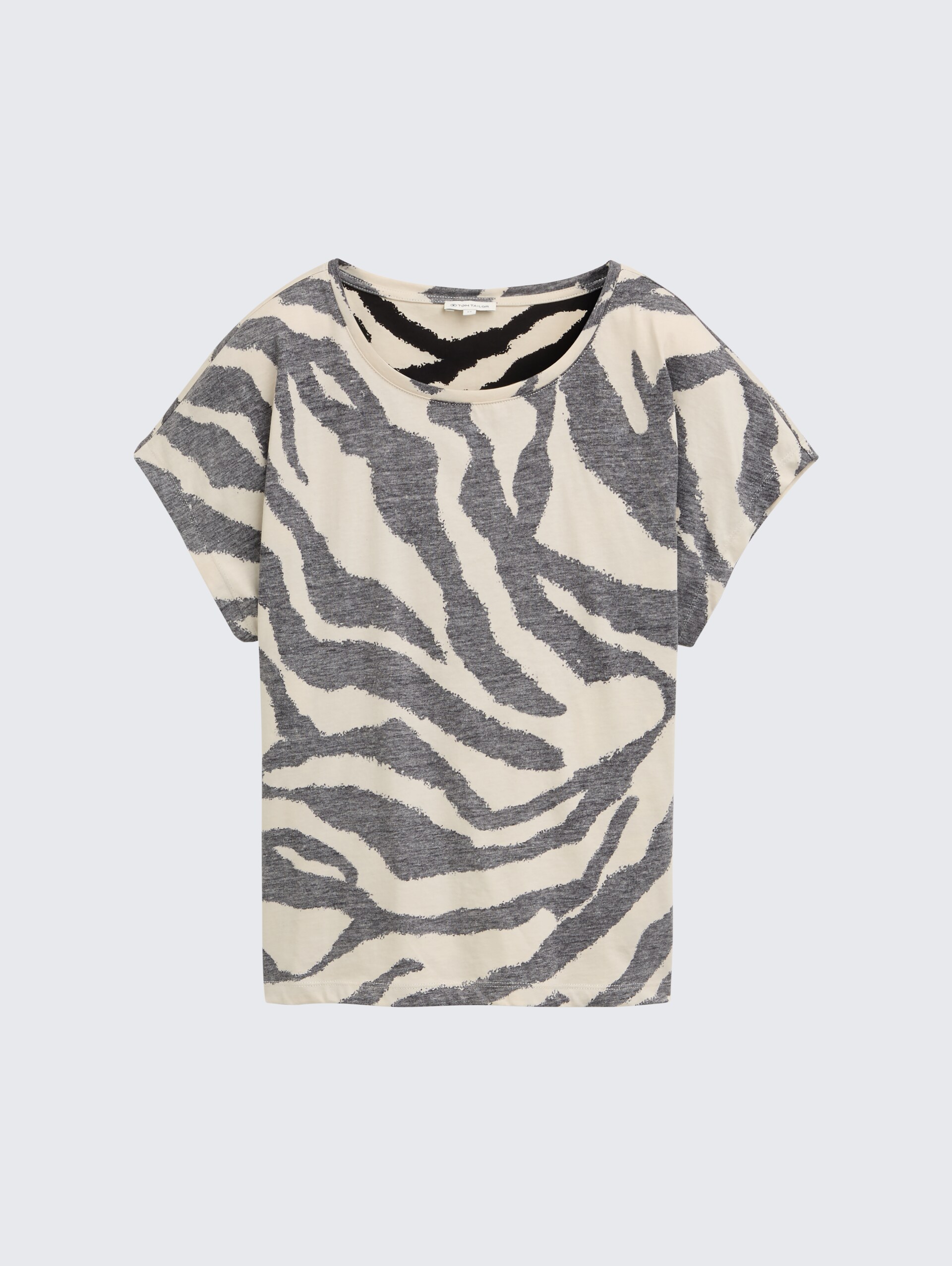 T-Shirt mit Inside-Out Print - inside printed beige zebra - Vorder-Produkt-Ansicht