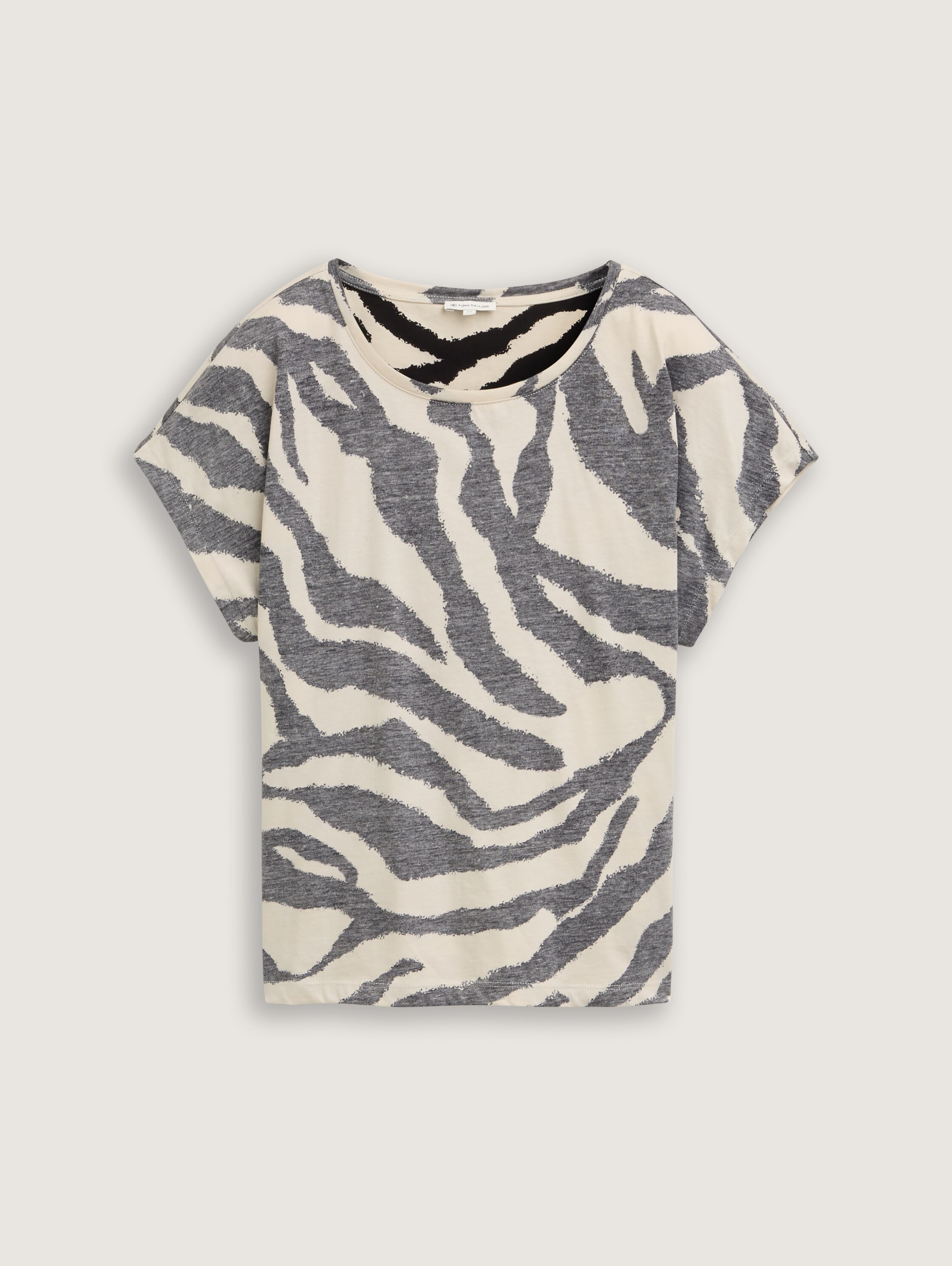 T-Shirt mit Inside-Out Print - inside_printed_beige_zebra - 