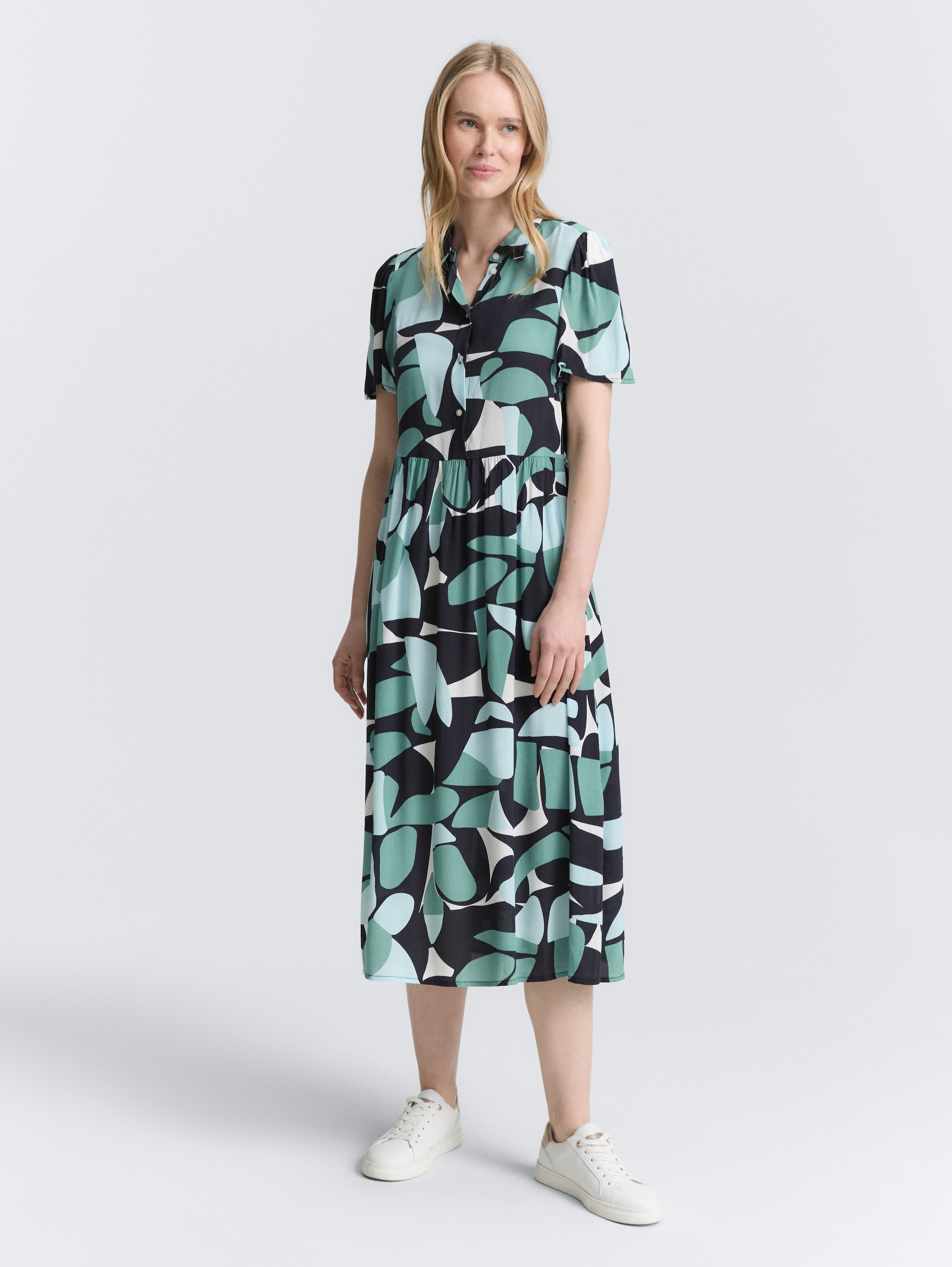 Midi-Kleid mit Muster - green_dots_and_shapes_design - 