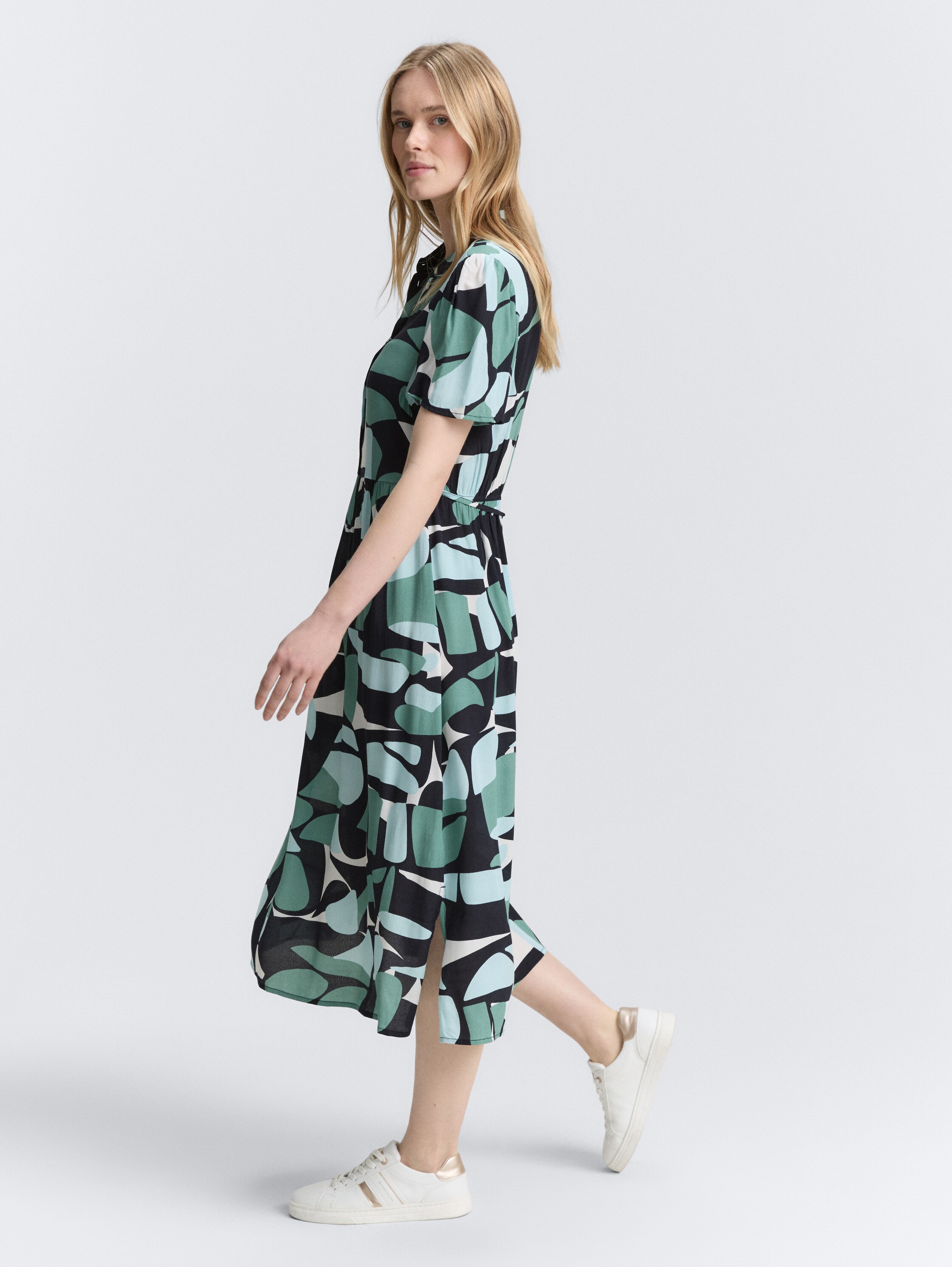 Midi-Kleid mit Muster - green_dots_and_shapes_design - 