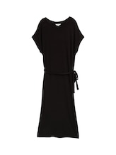 Geselecteerd, Geribde midi-jurk met ceintuur door Tom Tailor, zwart