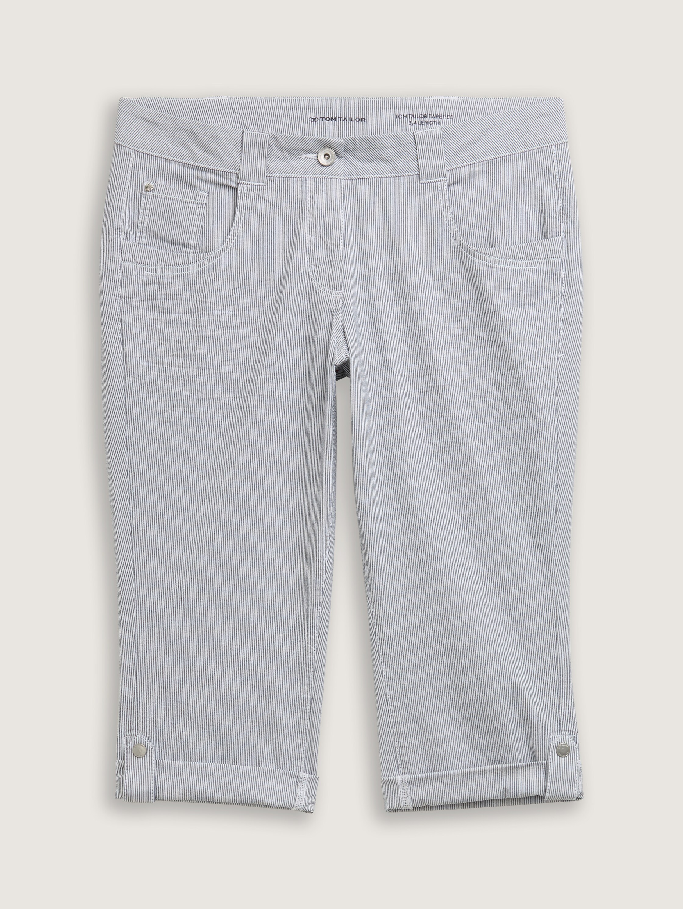 Tapered Relaxed Capri Hose - delicate_navy_white_stripe - 