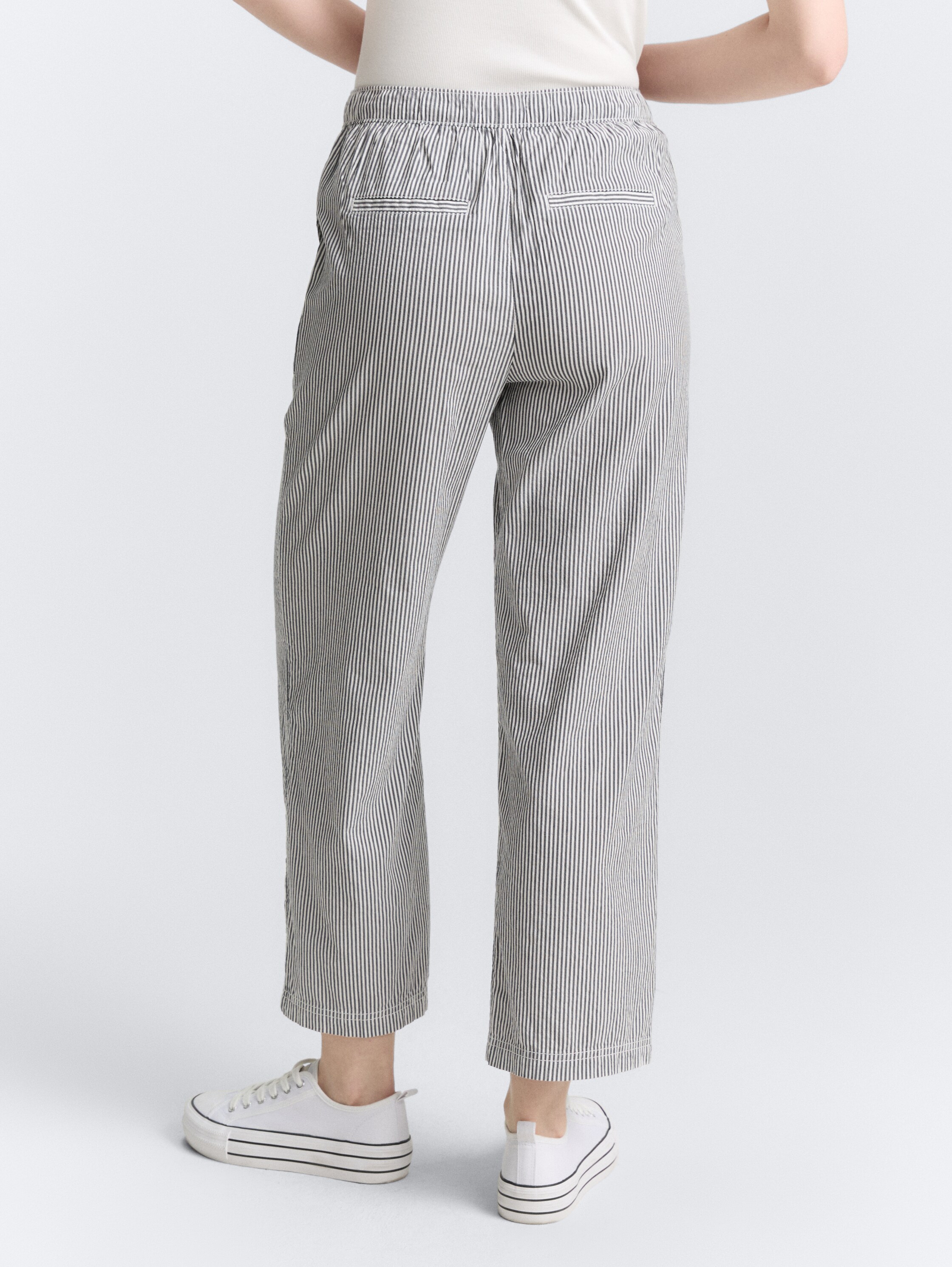 Seersucker Culotte Hose mit Kordelzug - navy_seersucker_stripe - 