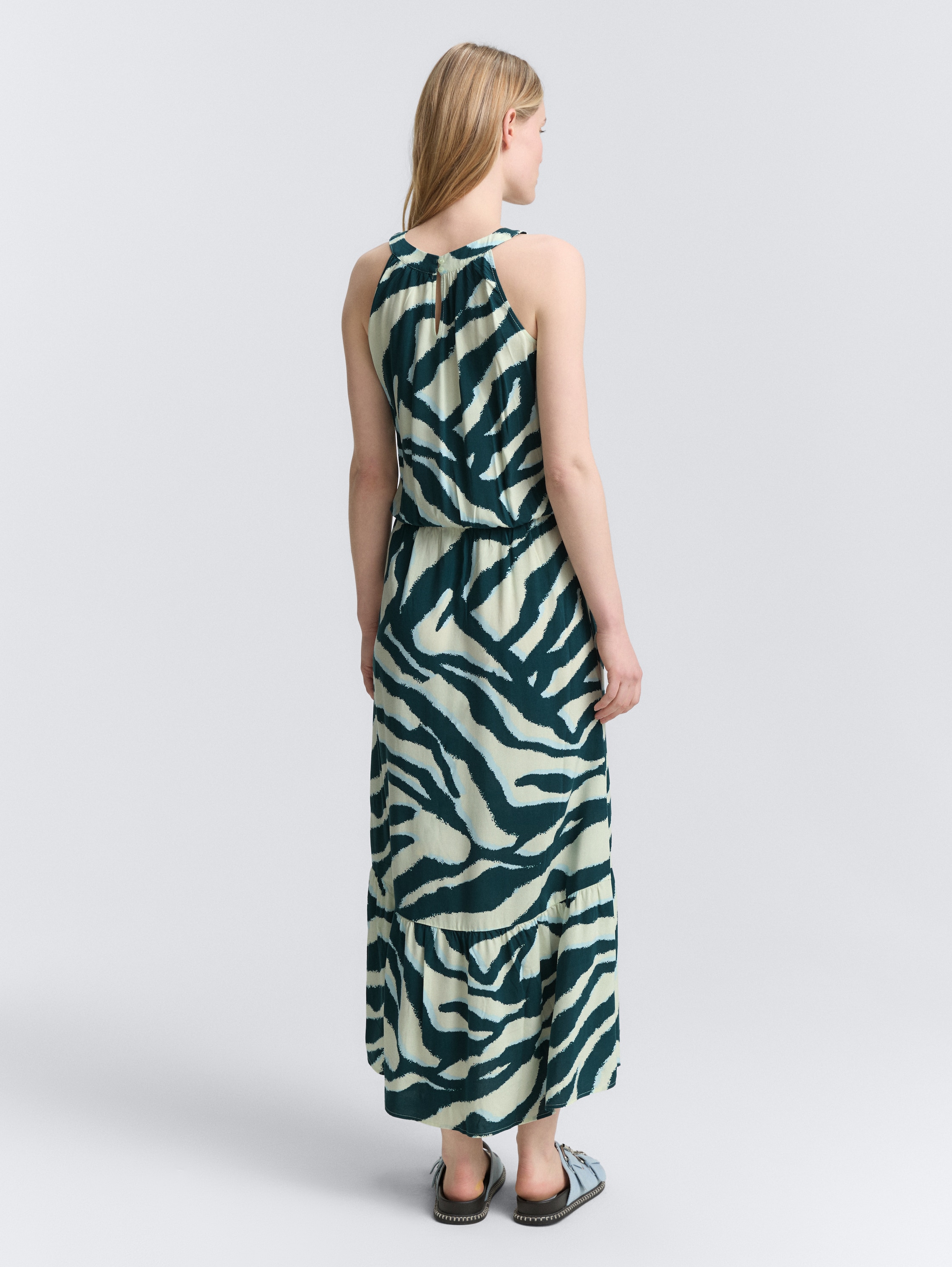 Neckholder Maxi-Kleid - abstract_teal_zebra_print - 