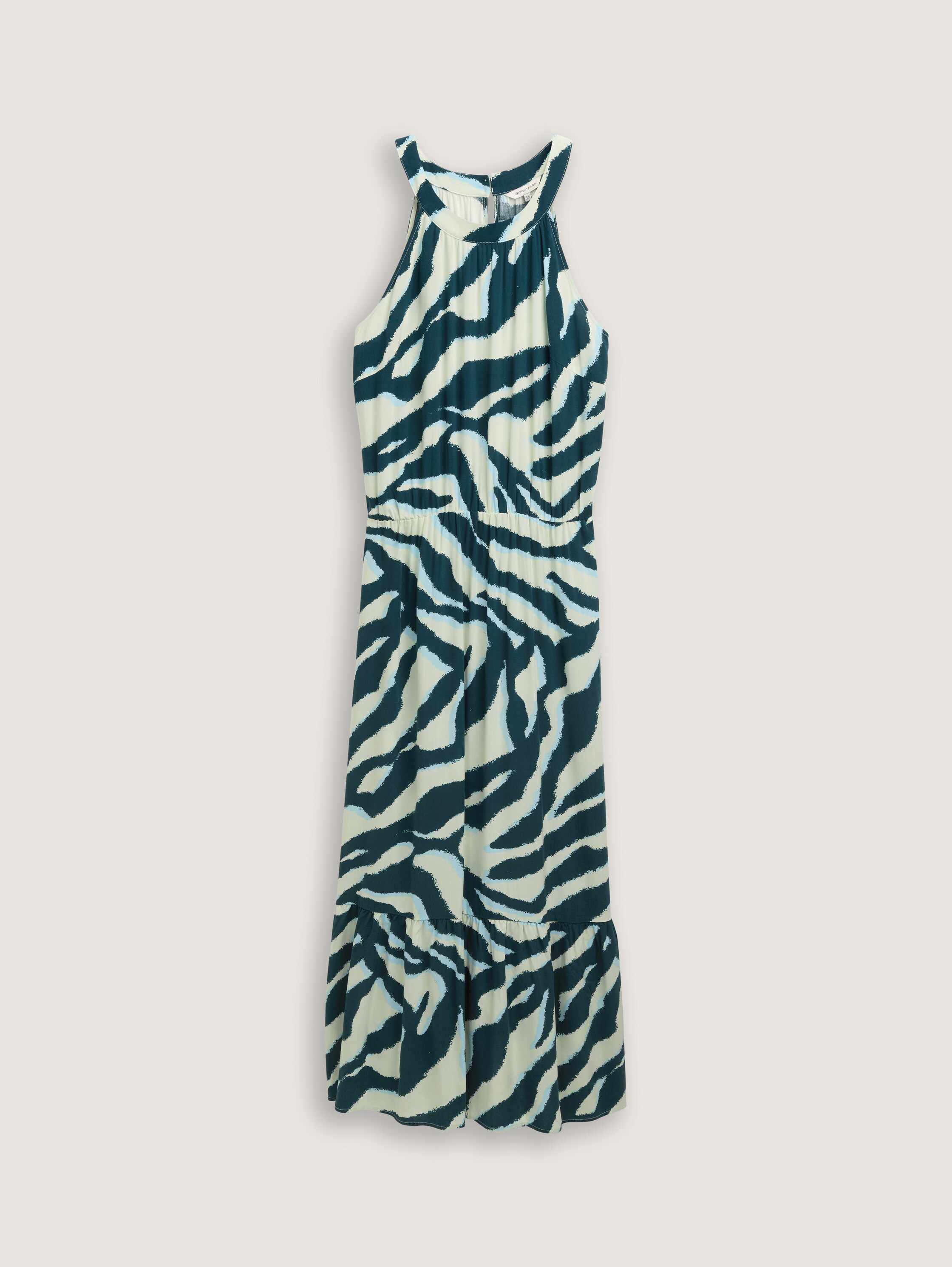 Neckholder Maxi-Kleid - abstract_teal_zebra_print - 