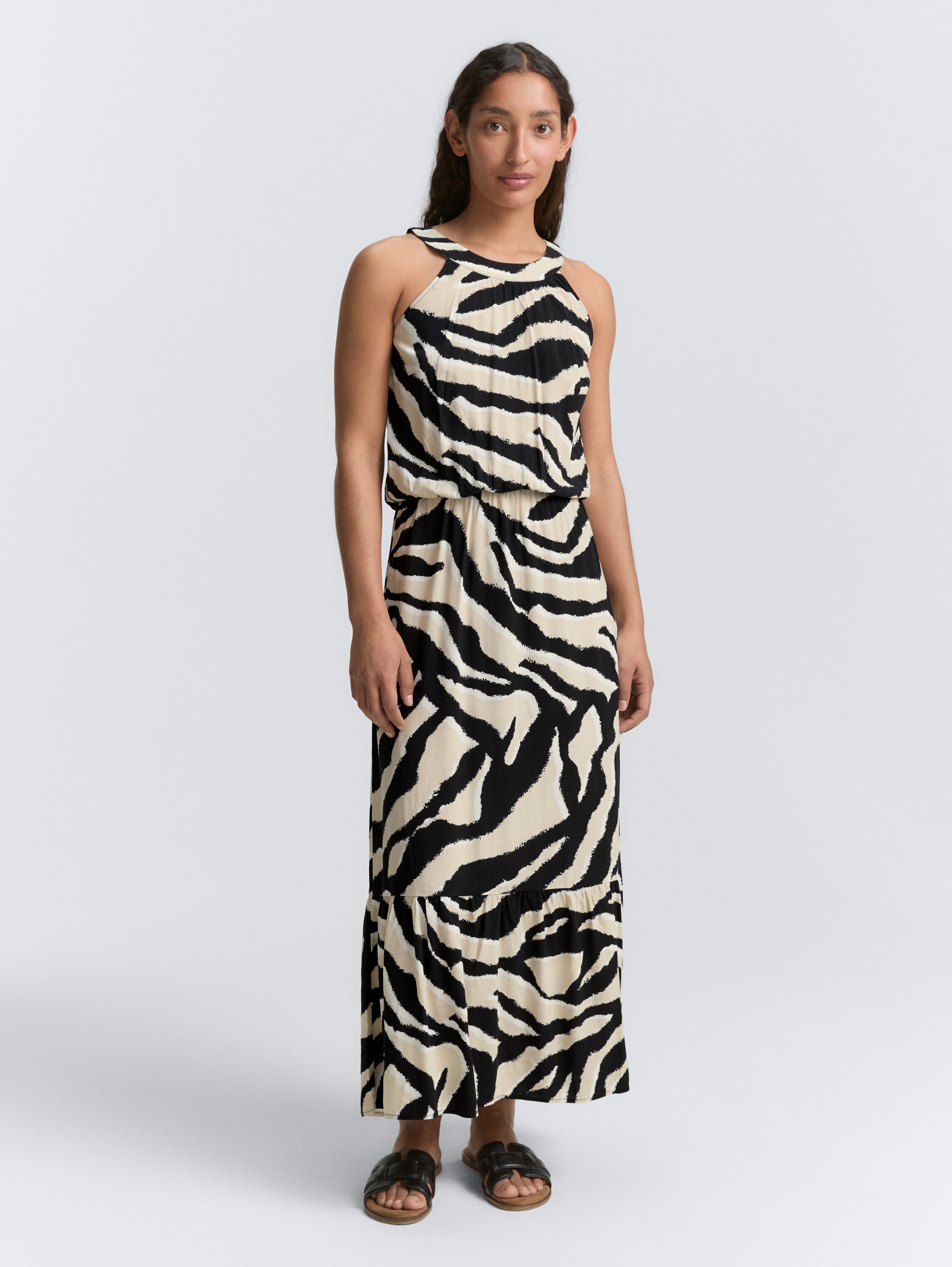 Halter neck maxi dress - abstract_beige_zebra - 