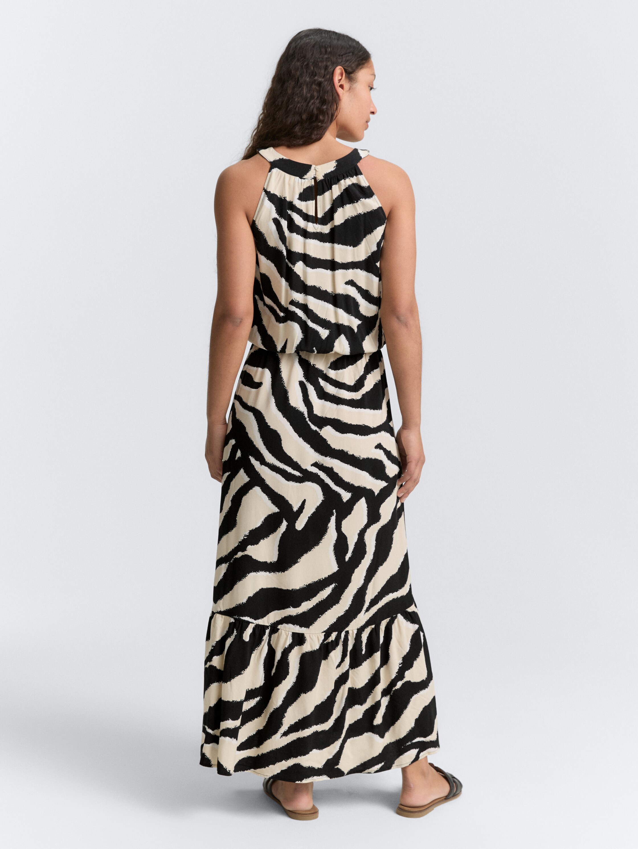 Halter neck maxi dress - abstract_beige_zebra - 