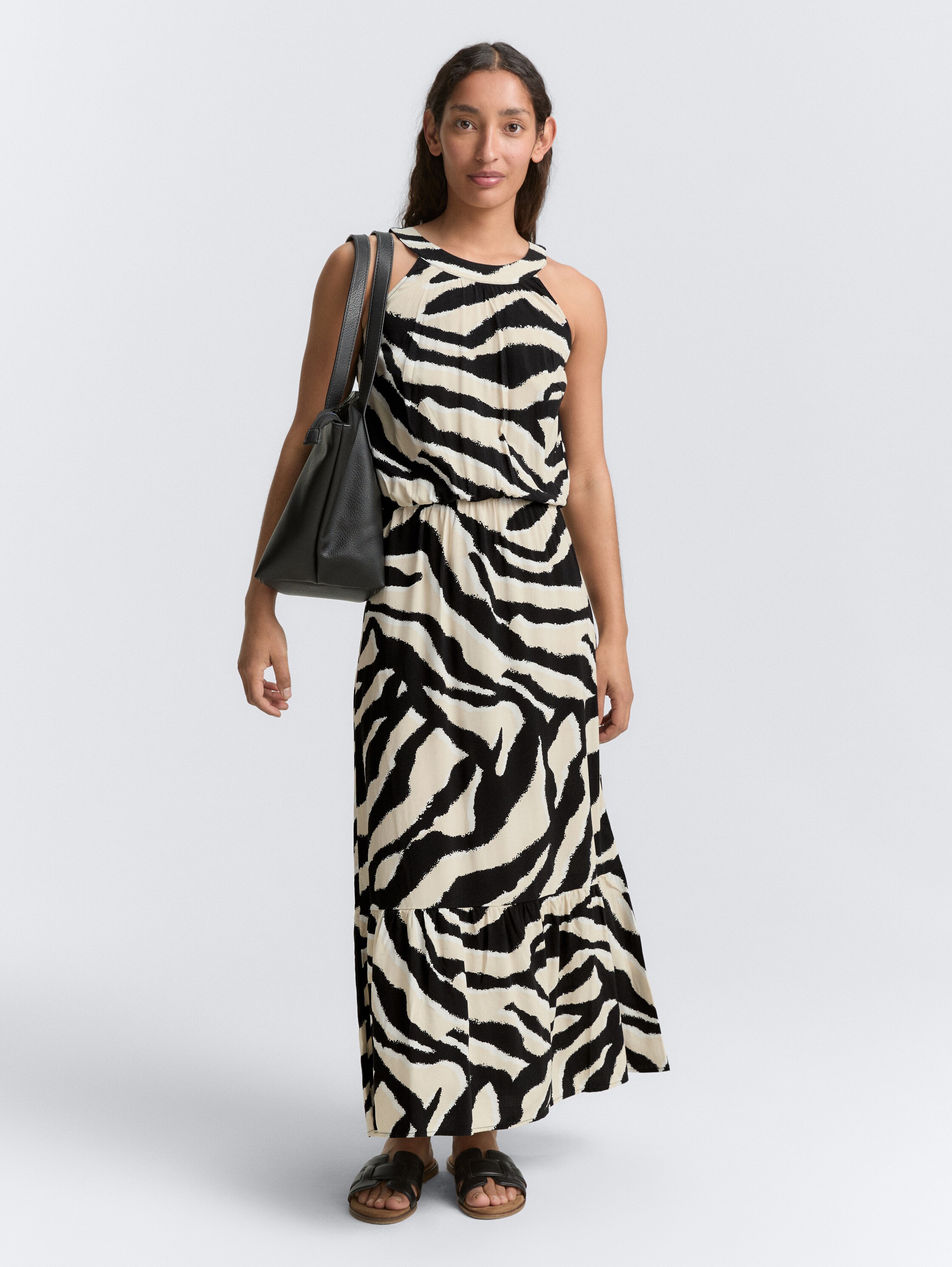 Halter neck maxi dress - abstract_beige_zebra - 