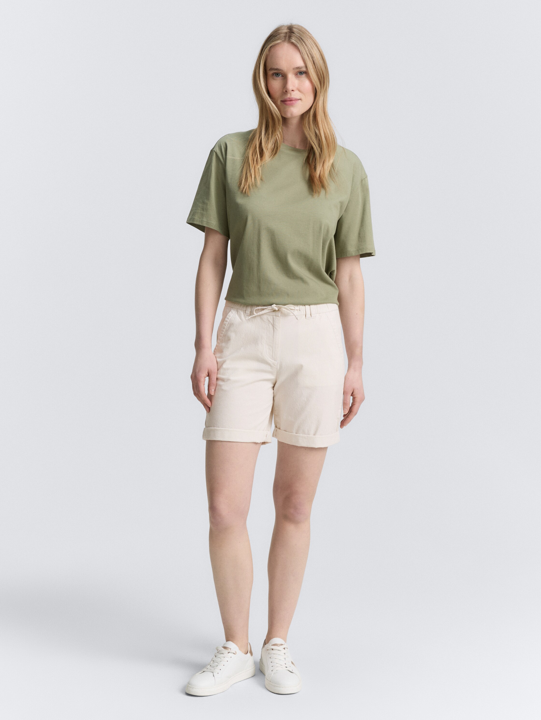 Chino Bermuda Shorts mit Kordelzug - delicate_champagne_stripe - 