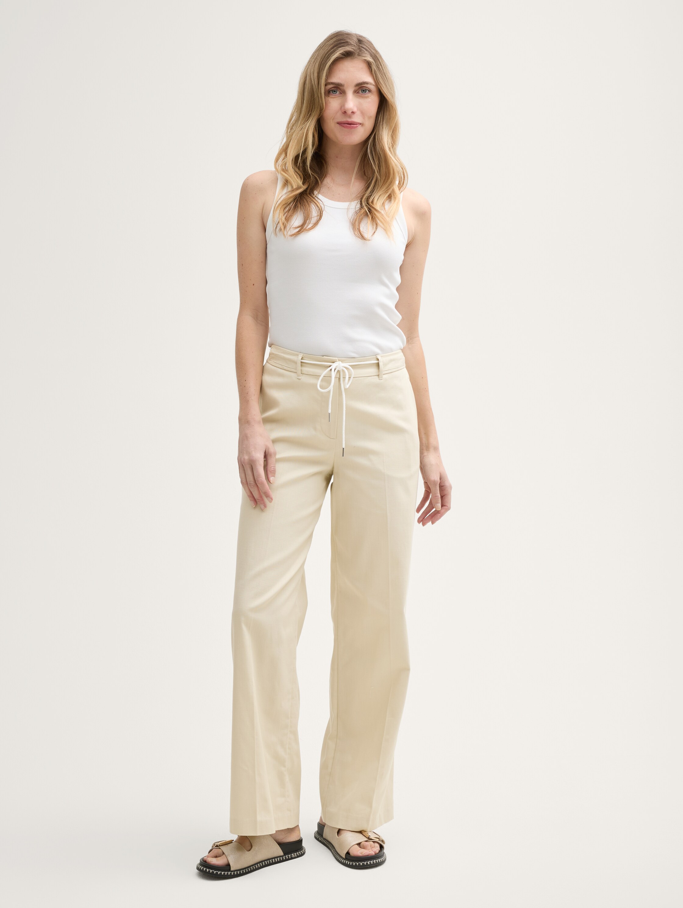 TTLEA Wide Leg Hose mit Kordelzug - champagne - 