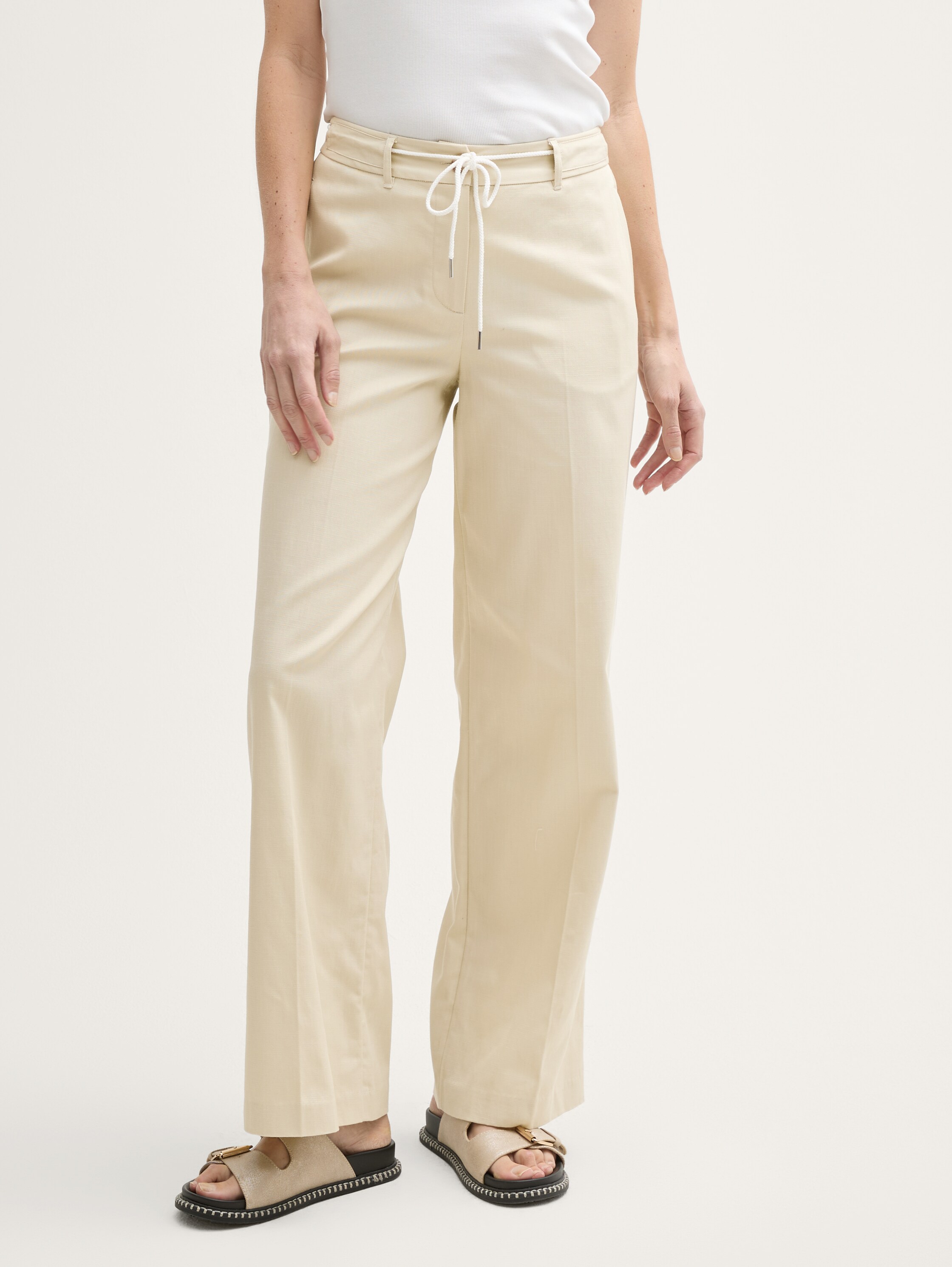 TTLEA Wide Leg Hose mit Kordelzug - champagne - 