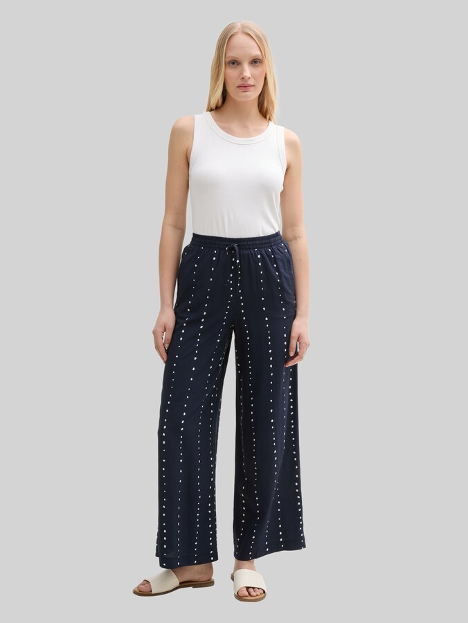 Loose Wide Leg Palazzo Hose von Women, navy dot print