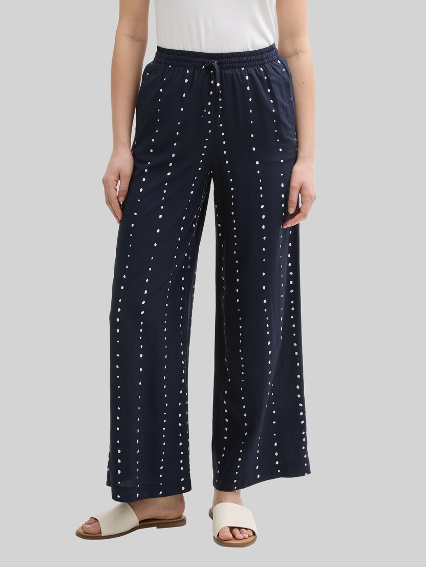 Loose wide leg palazzo trousers by Women, navy dot print