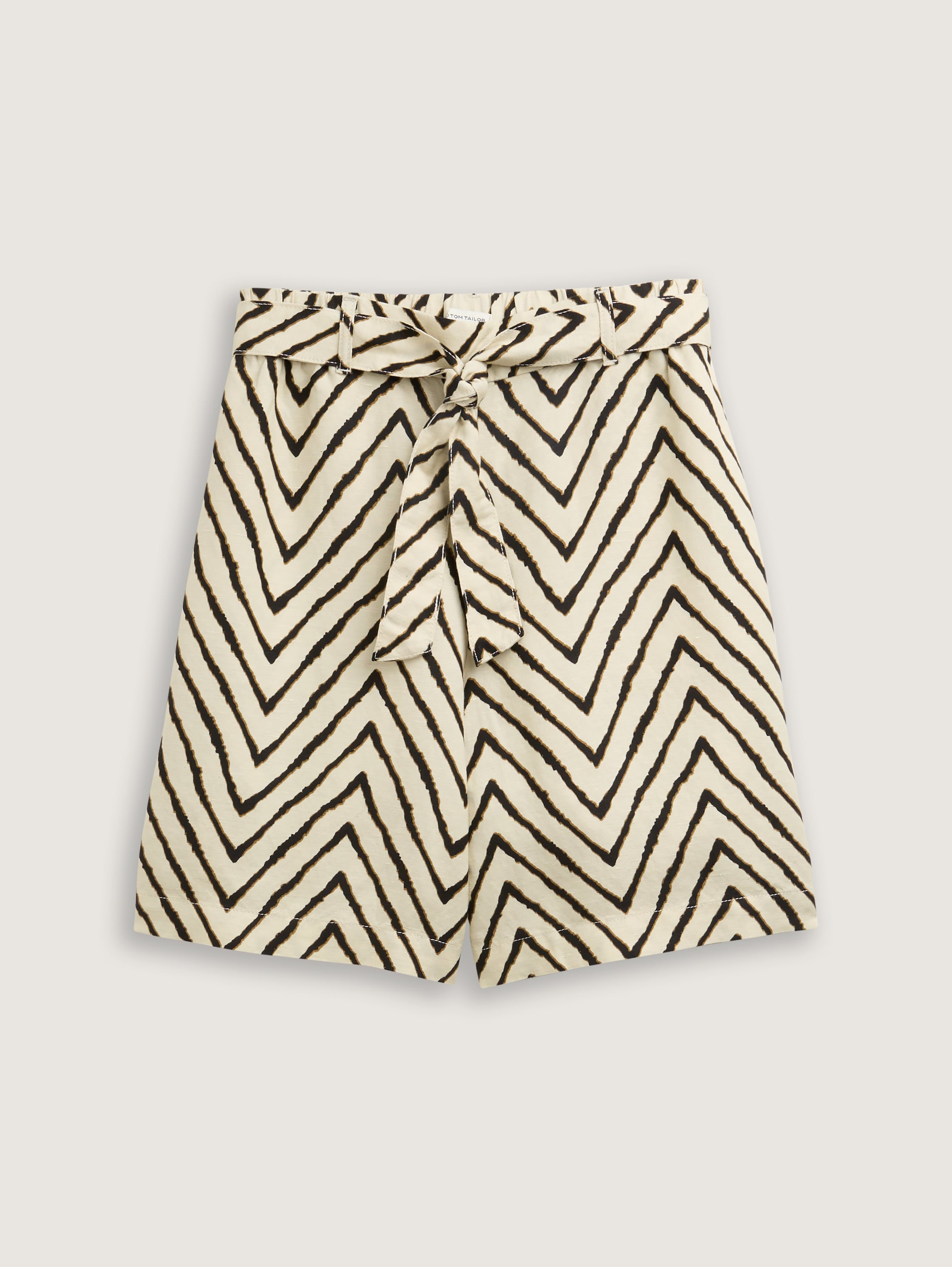 Loose Straight Bermuda Shorts mit Leinenanteil - natural_zig_zag_design - 