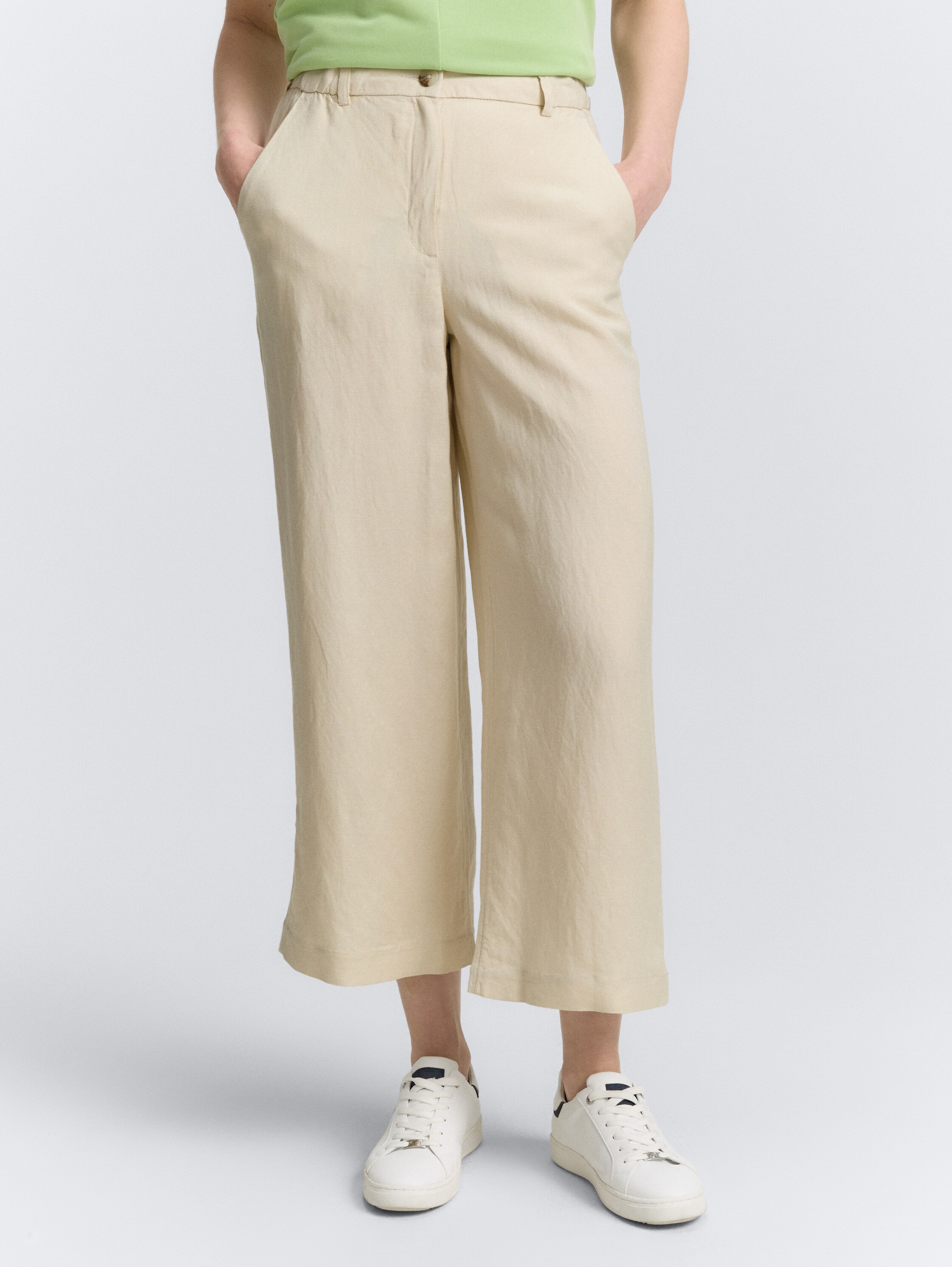Culotte Hose mit Leinenanteil - champagne - 