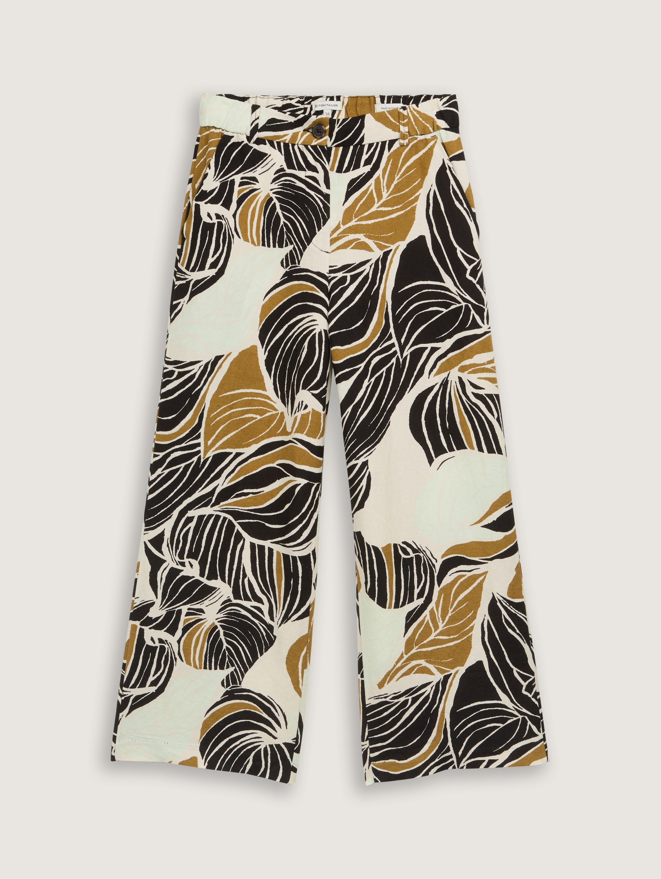 Culotte Hose mit Leinenanteil - neutral_cut_leaves_design - 