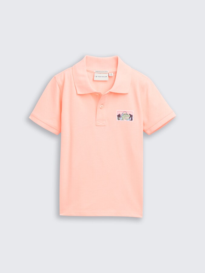 Piqué poloshirt door Mini Boys, soft neon coral