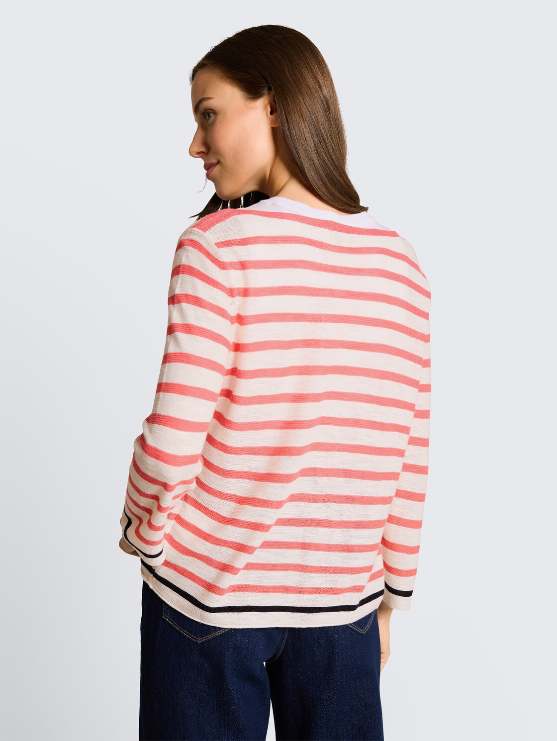 Strickpullover mit Streifenmuster - coral offwhite navy stripe