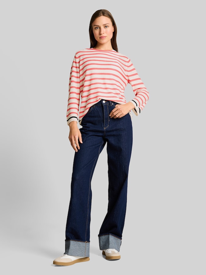 Strickpullover mit Streifenmuster von Women, coral offwhite navy stripe