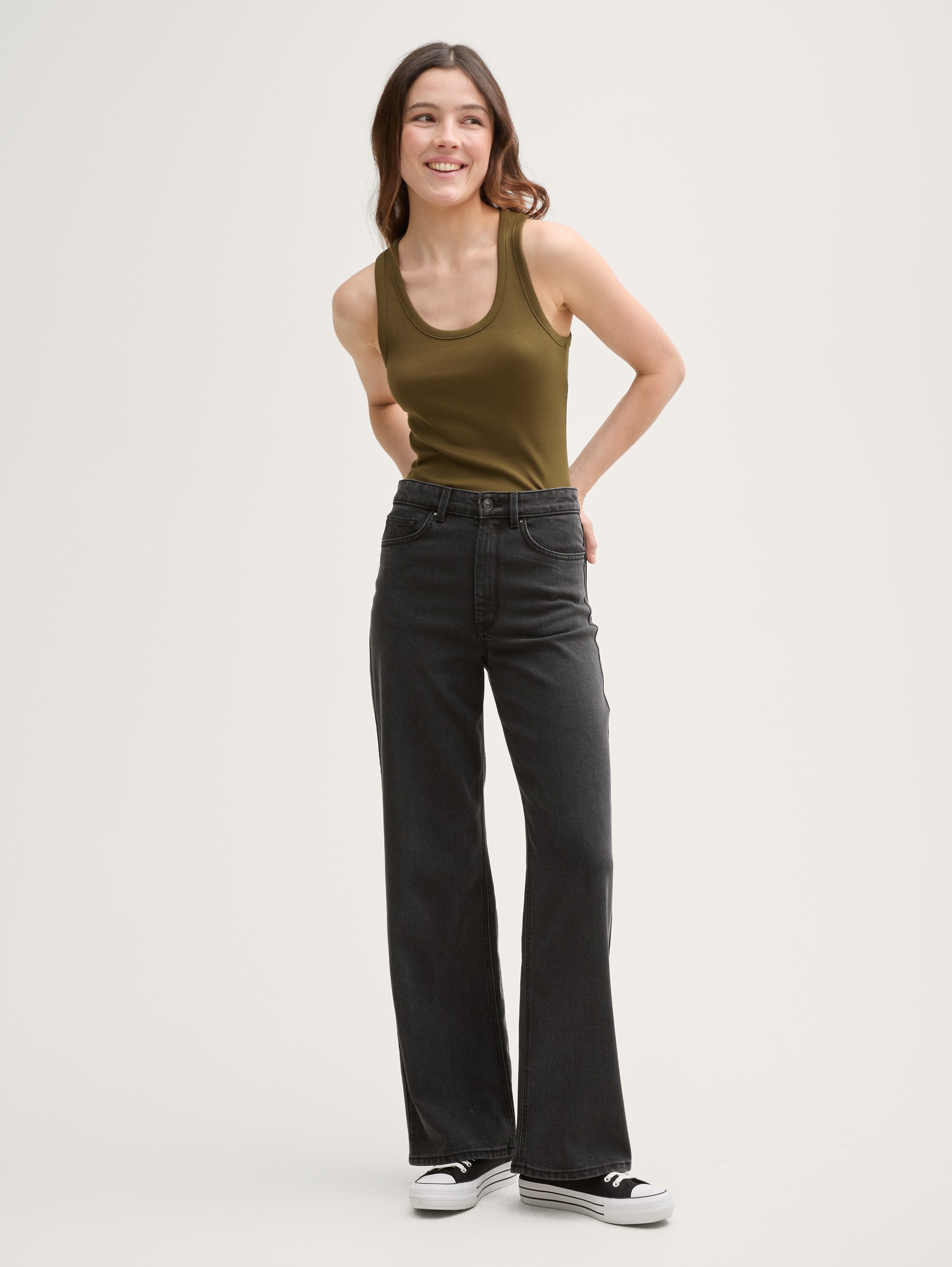 Top mit Rippstruktur - golden_olive_green - 