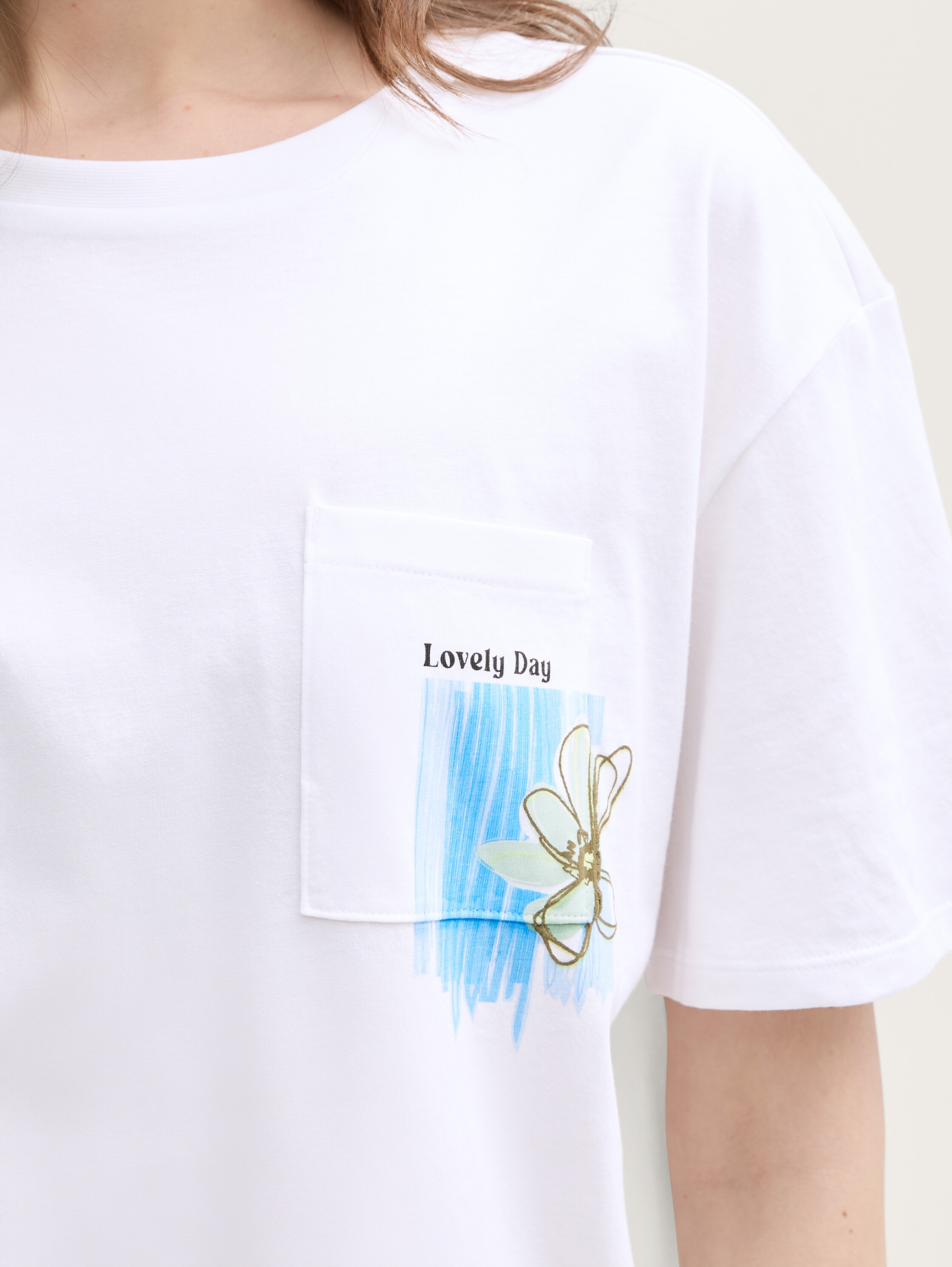 T-shirt met borstzak - white - 
