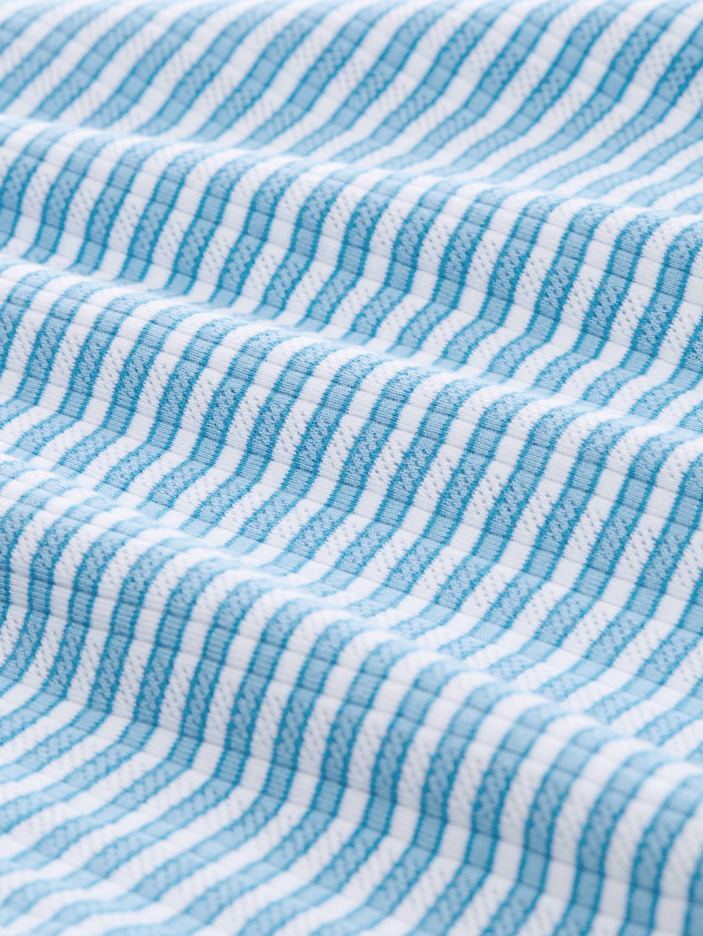 Boxy Fit Pointelle T-Shirt - blue_white_stripe - 