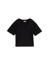 Ausgewählt, Boxy Fit T-Shirt mit V-Ausschnitt von Tom Tailor, schwarz