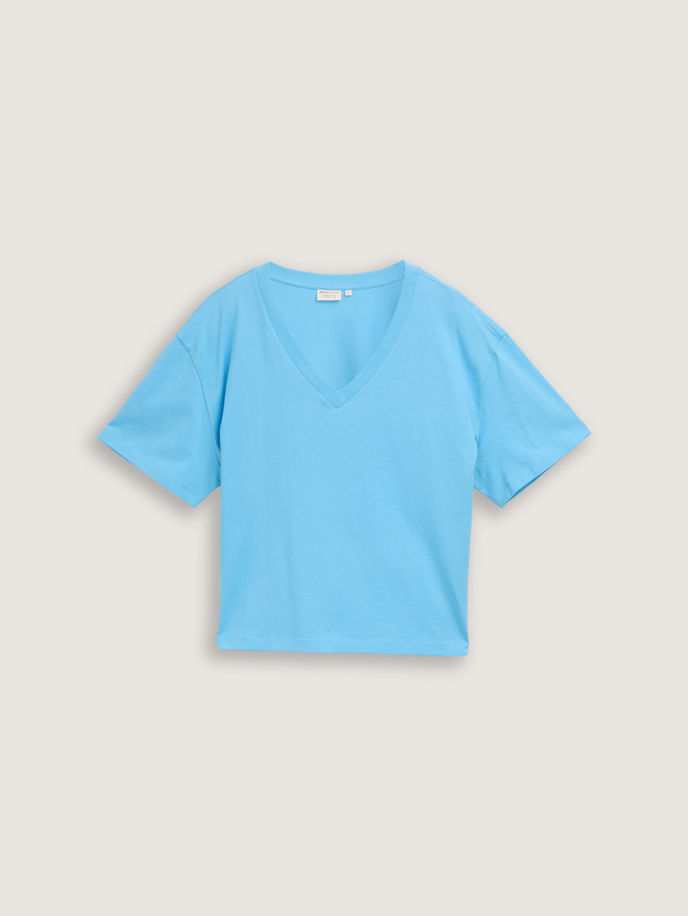 Boxy Fit T-Shirt mit V-Ausschnitt - clear_light_blue - 