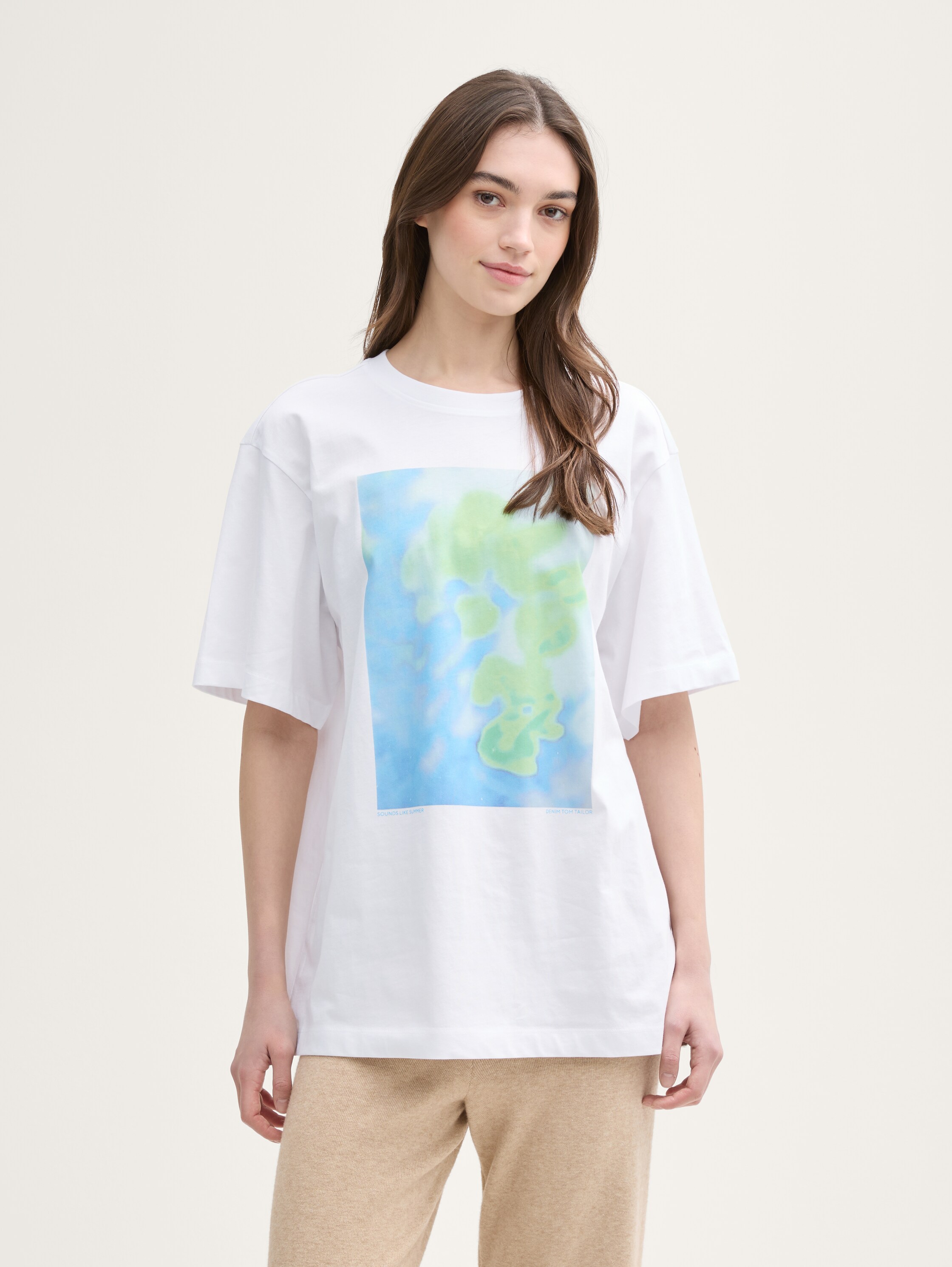 Oversize T-Shirt mit Print - ceramic_white - 