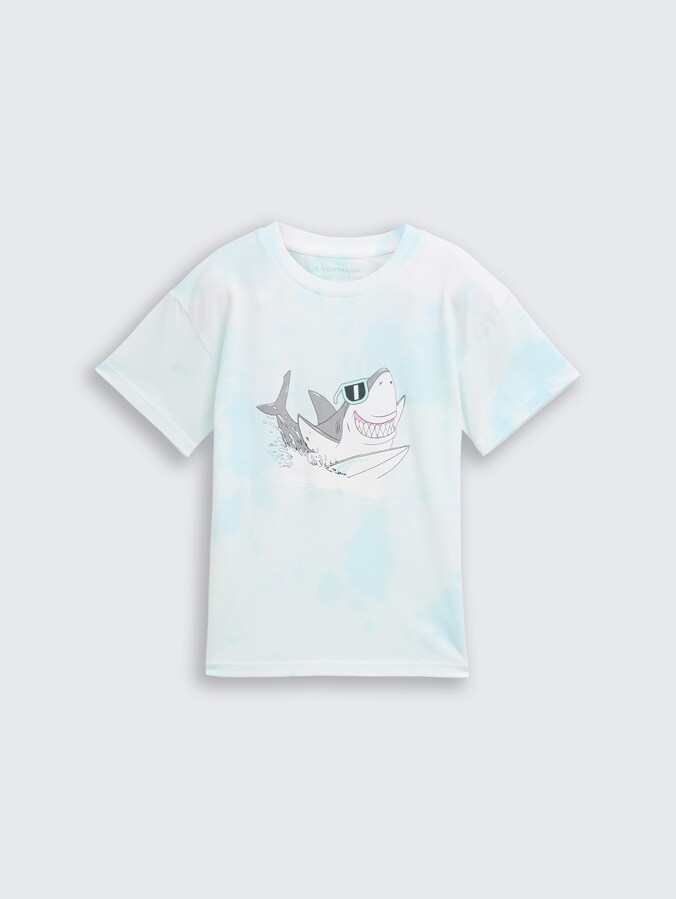 Oversized T-shirt met print door Mini Boys, light blue tie dye design