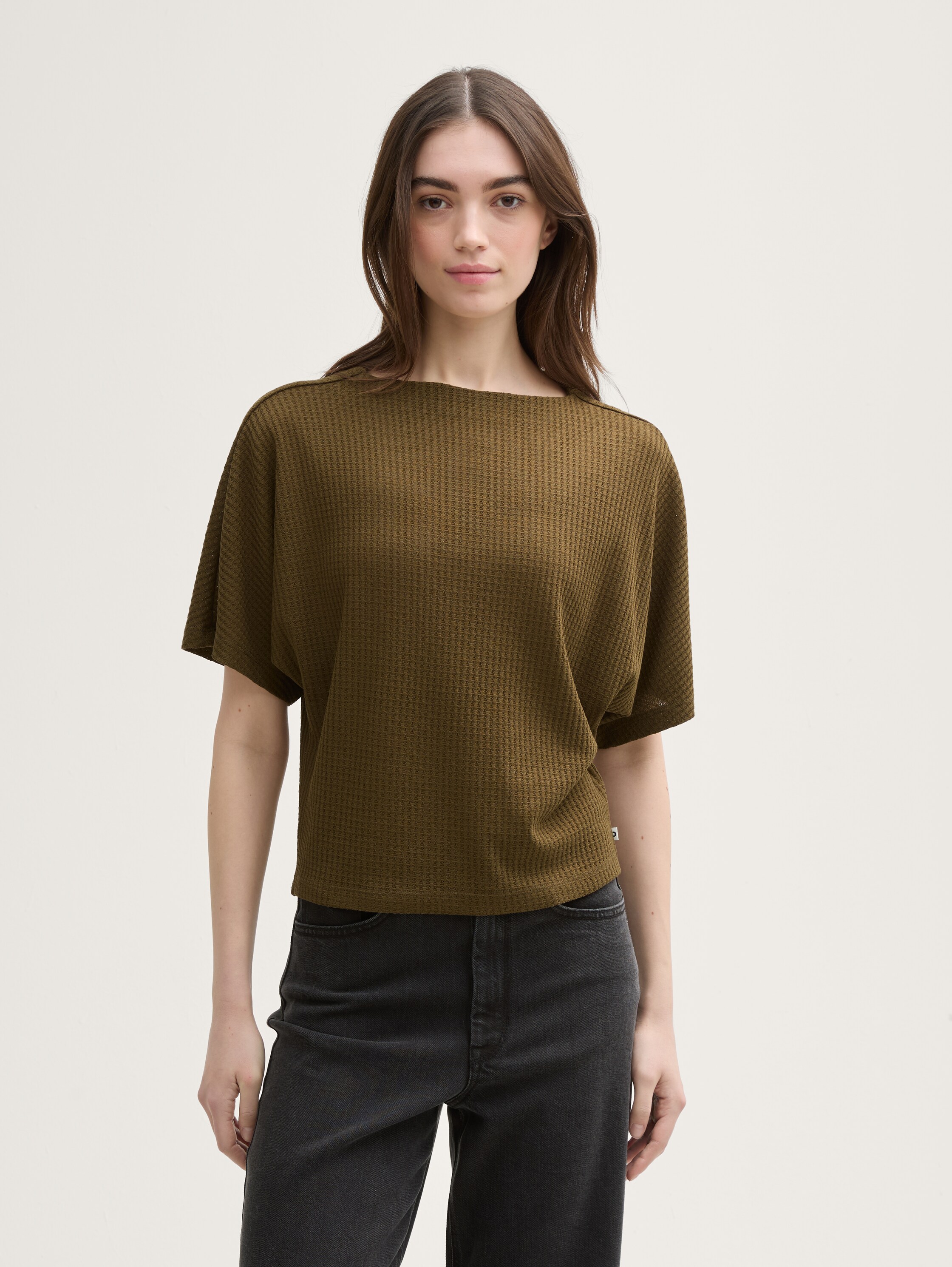 Loose Fit T-Shirt mit Fledermausärmeln - golden_olive_green - 
