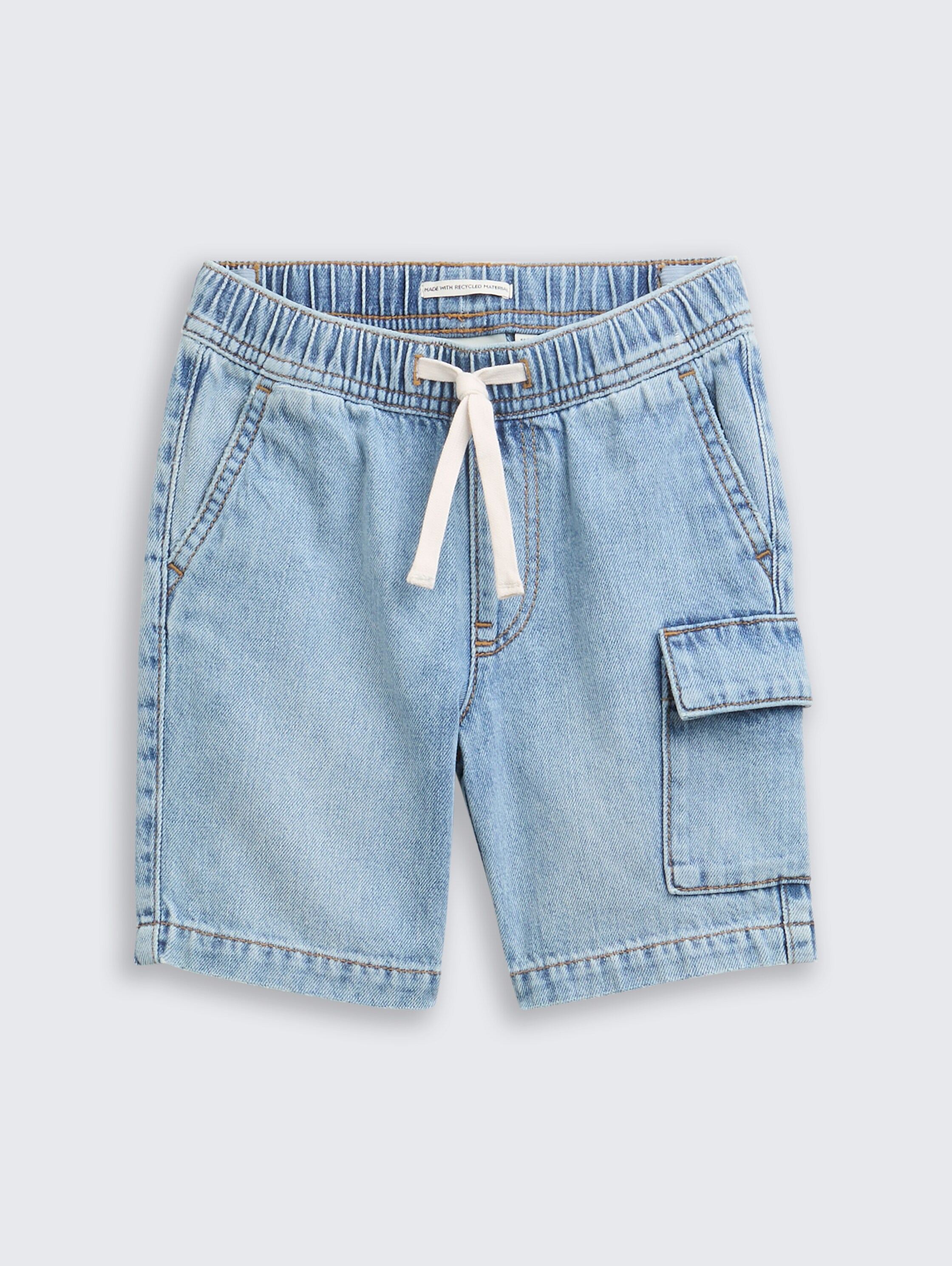 Jeans Shorts mit Kordelzug - used_light_stone_blue_denim - 