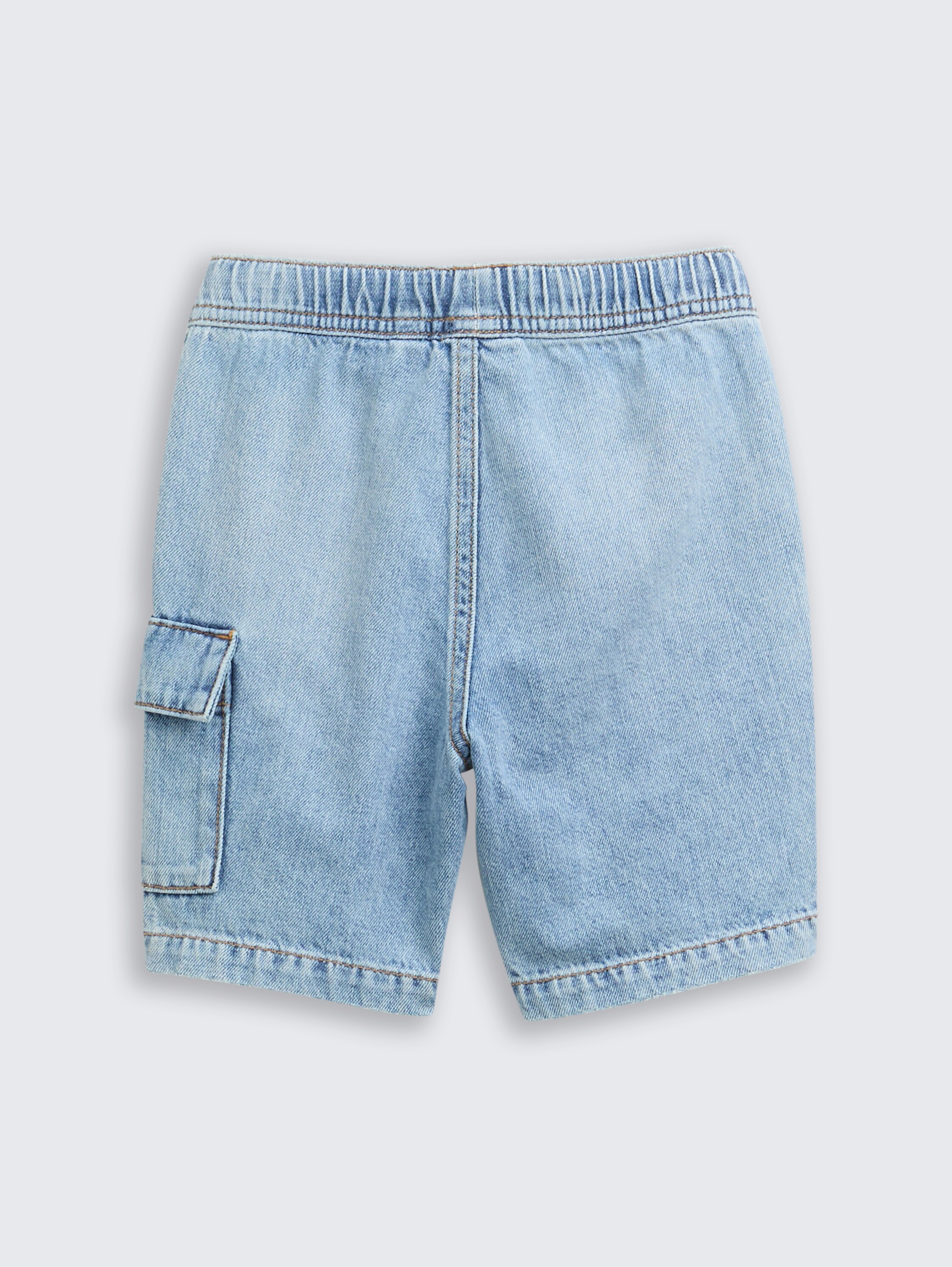 Jeans Shorts mit Kordelzug - used_light_stone_blue_denim - 